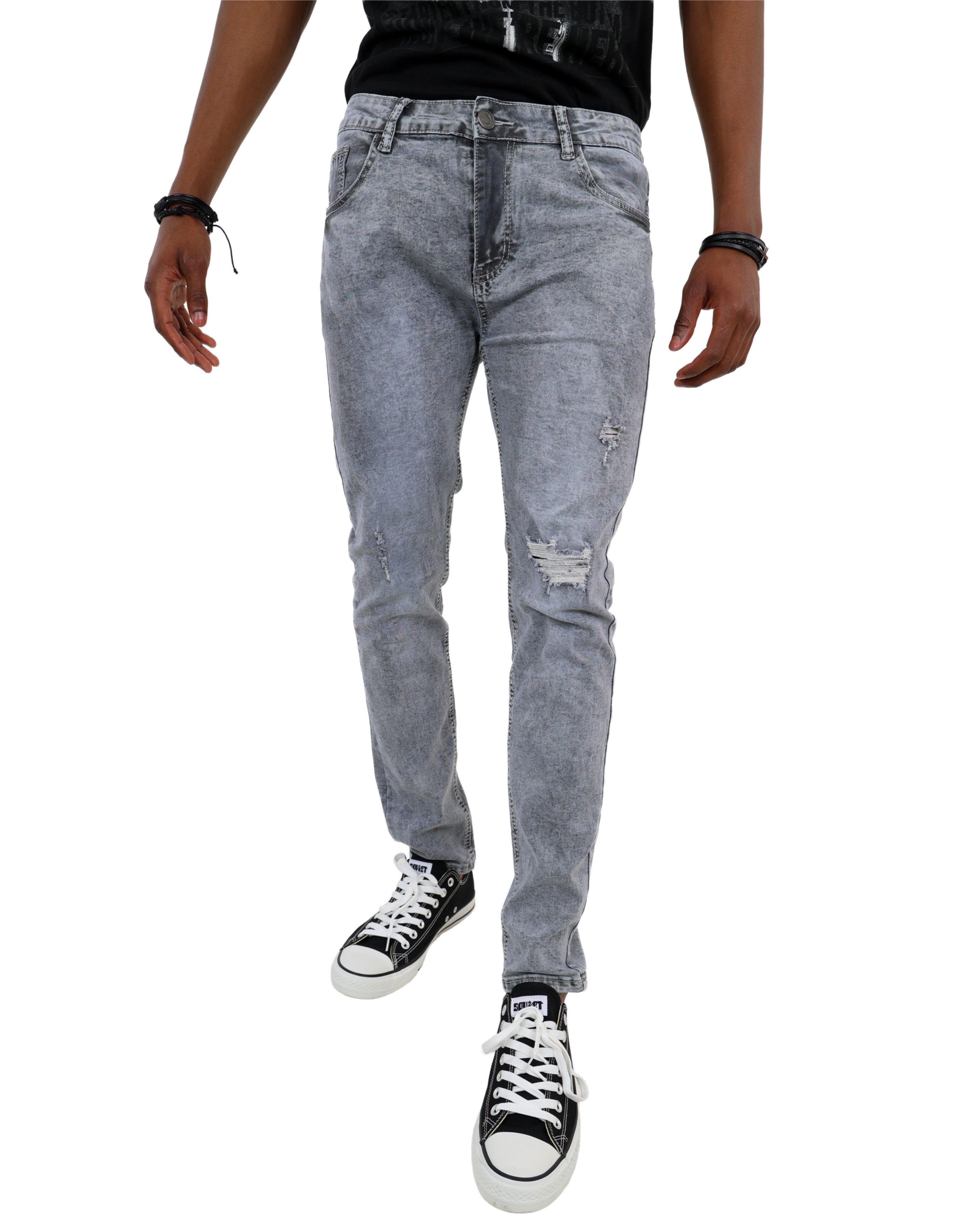 Charcoal Rip & Repair Skinny Jeans