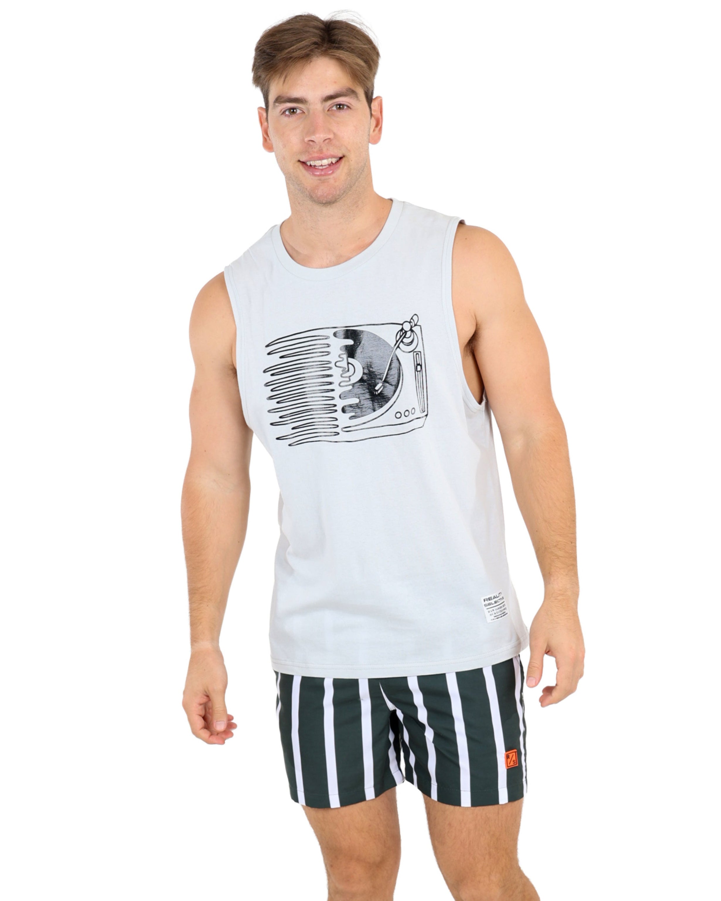 Green Vertical Stripe Swim Shorts