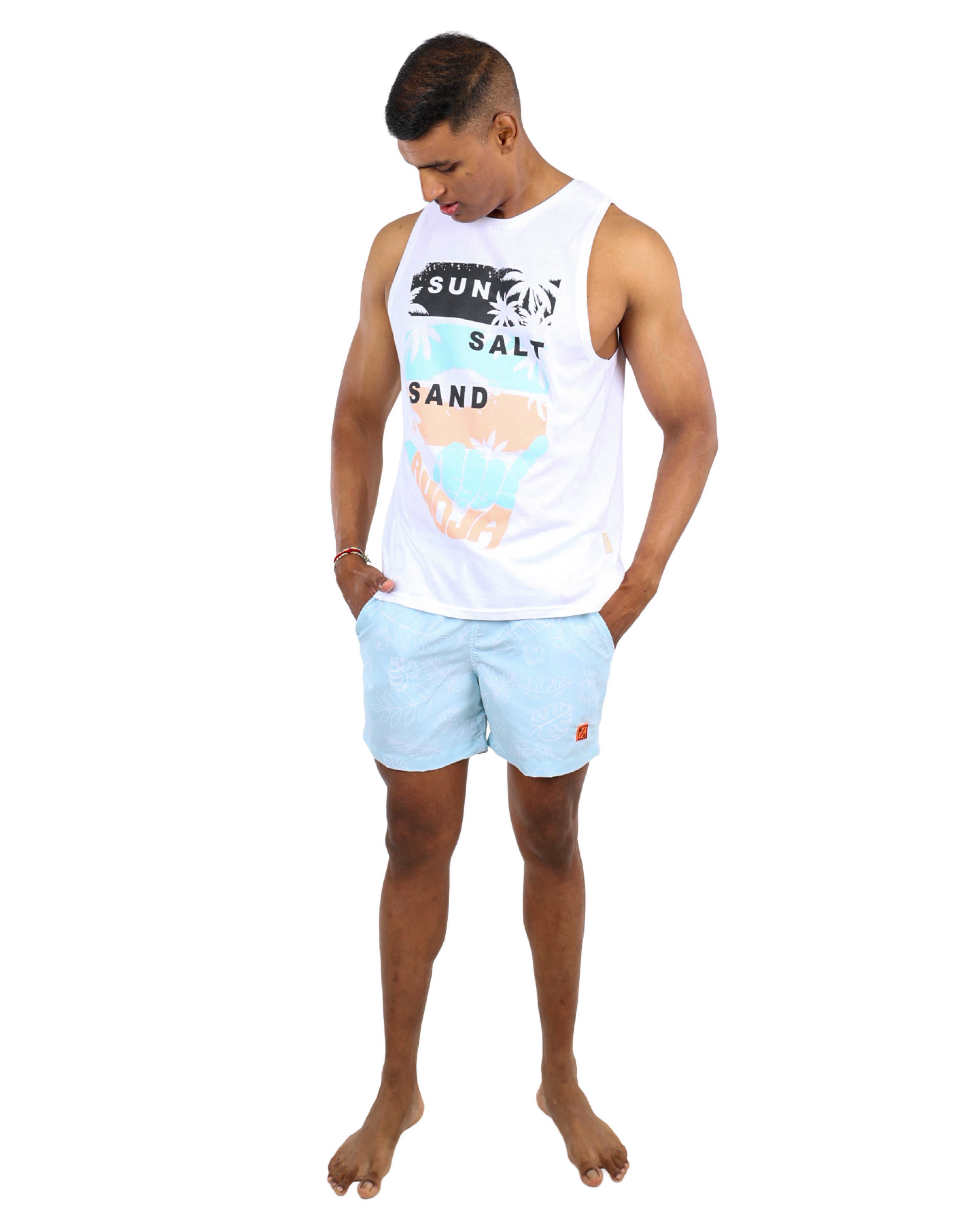 "Sun, Salt, Sand, Aloha" Graphic Print Vest