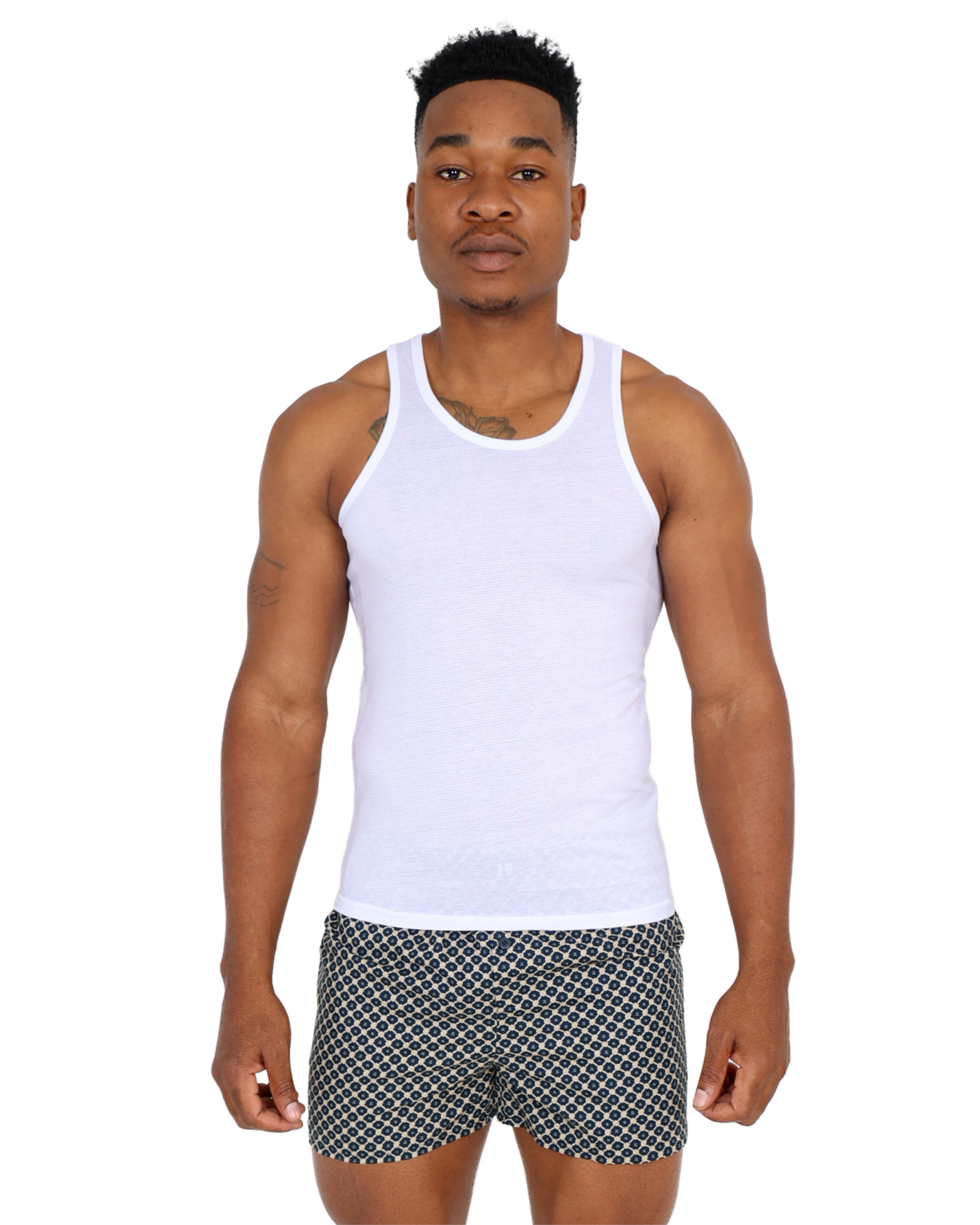 2 Pack Edge Eyelet White Vests