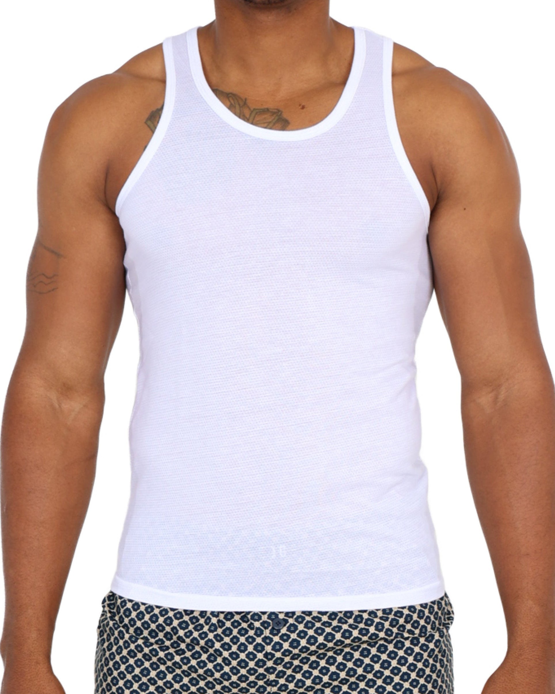 2 Pack Edge Eyelet White Vests