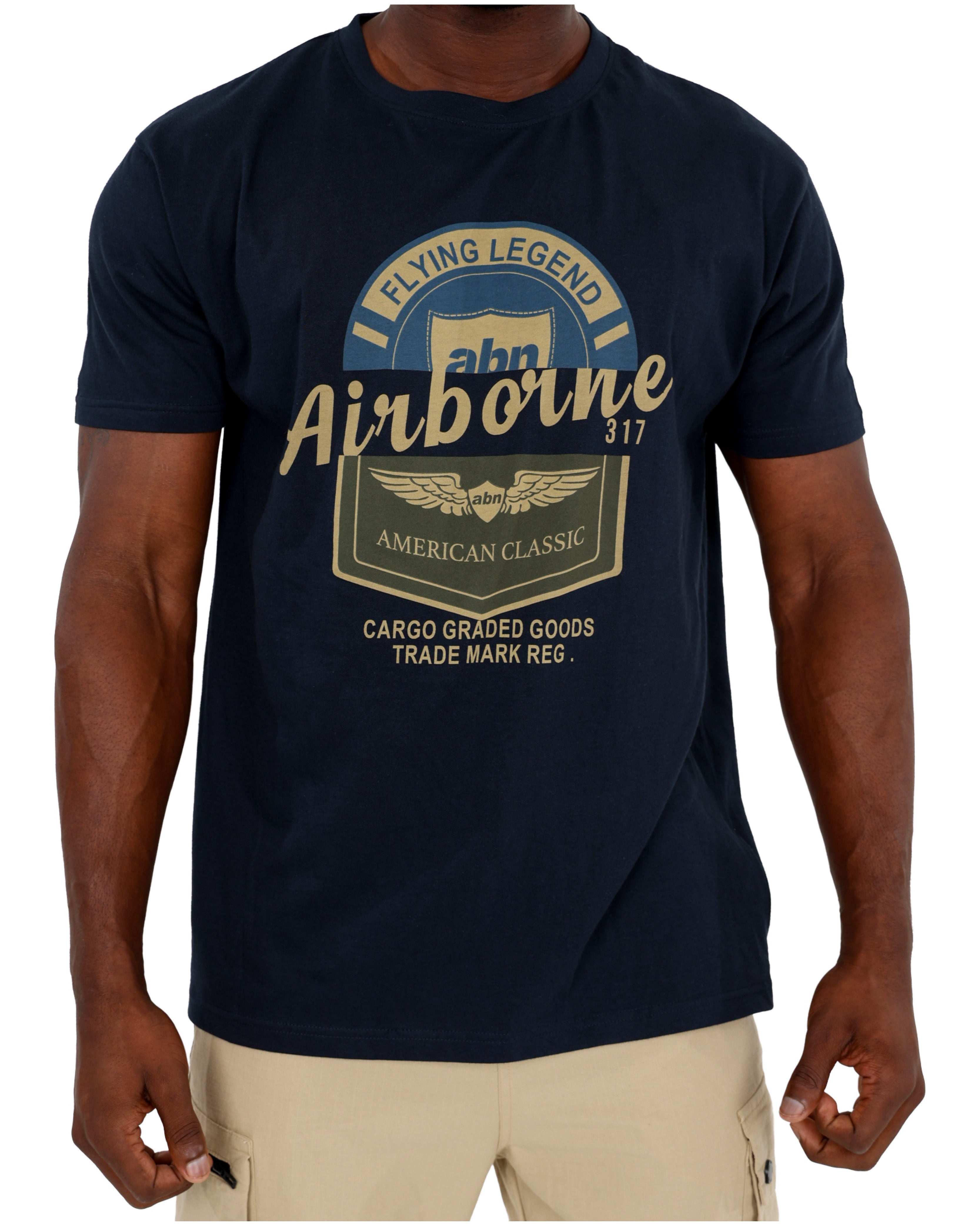 Short Sleeve Navy Airborne Graphic T-Shirt