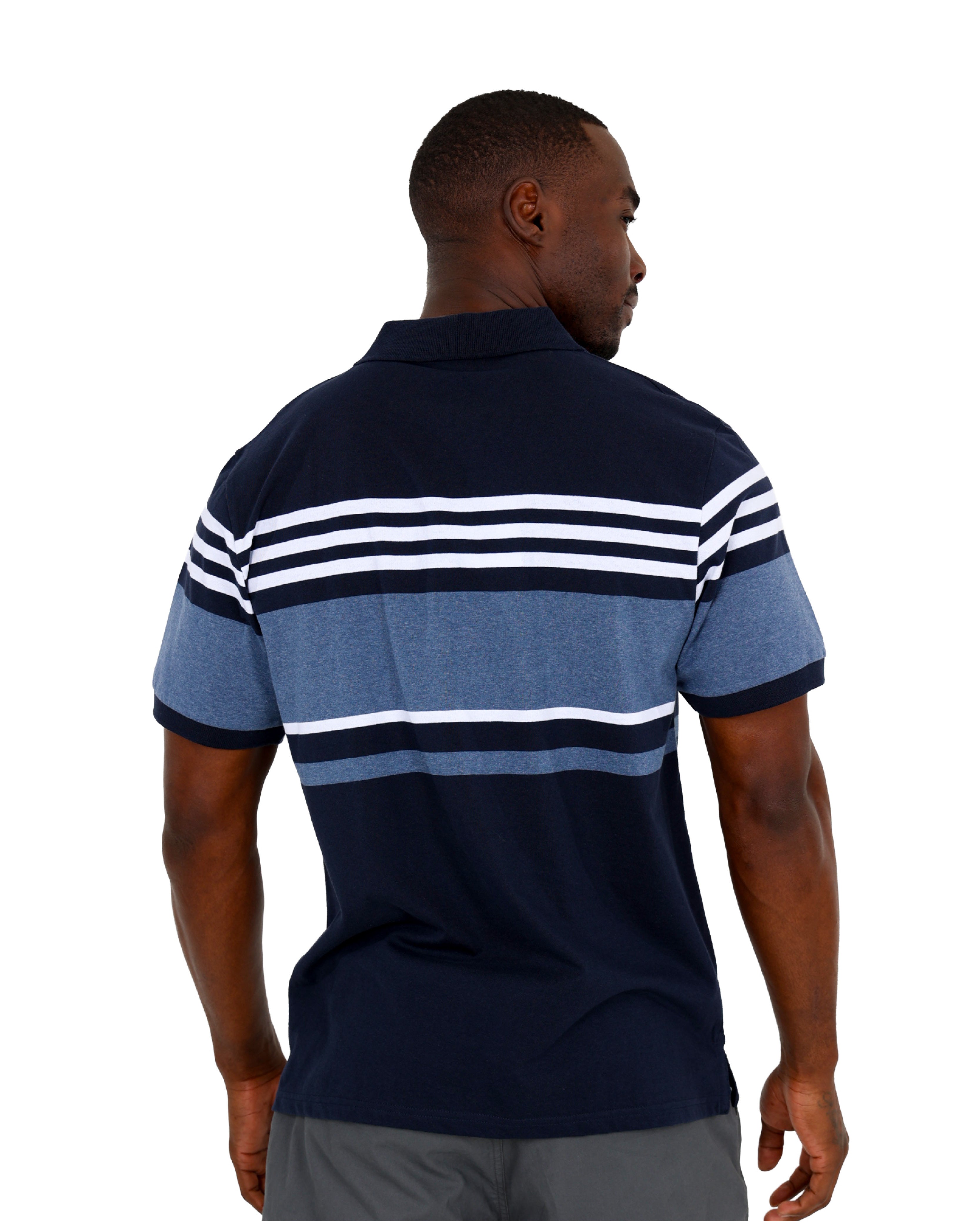 Short Sleeve Blue Stripe Yarn-dyed Golfer