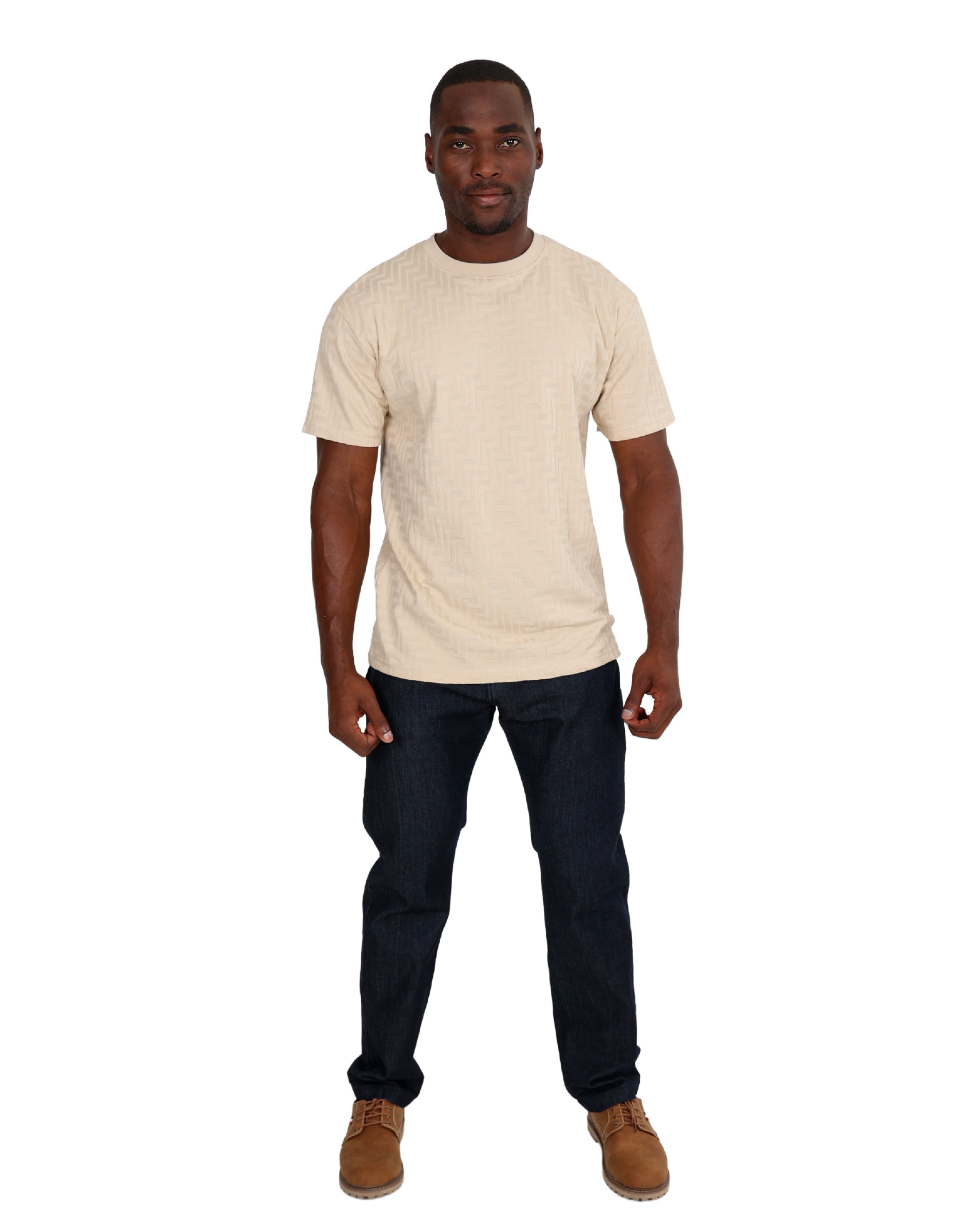 Short Sleeve Chevron Jacquard Design T-Shirt