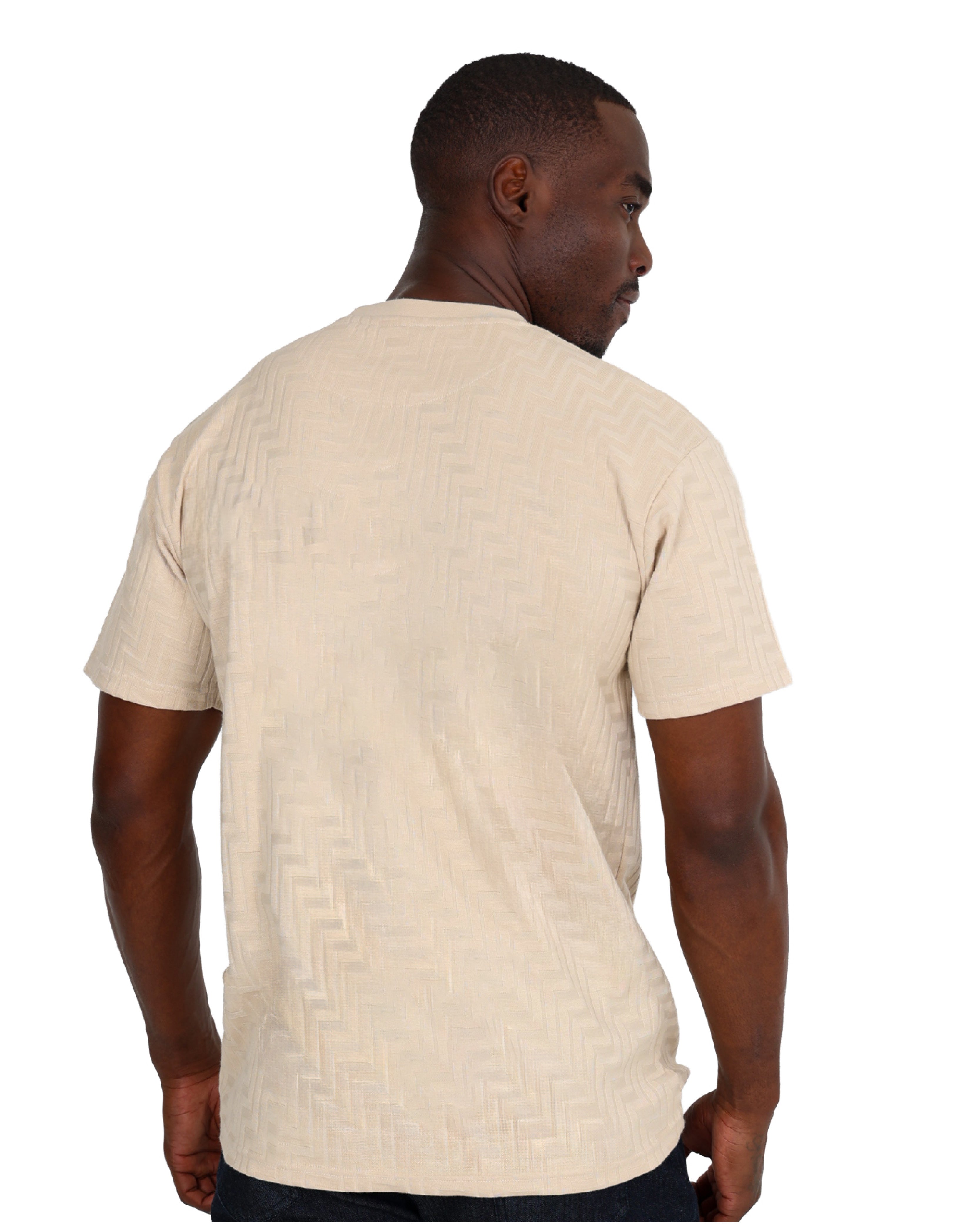 Short Sleeve Chevron Jacquard Design T-Shirt