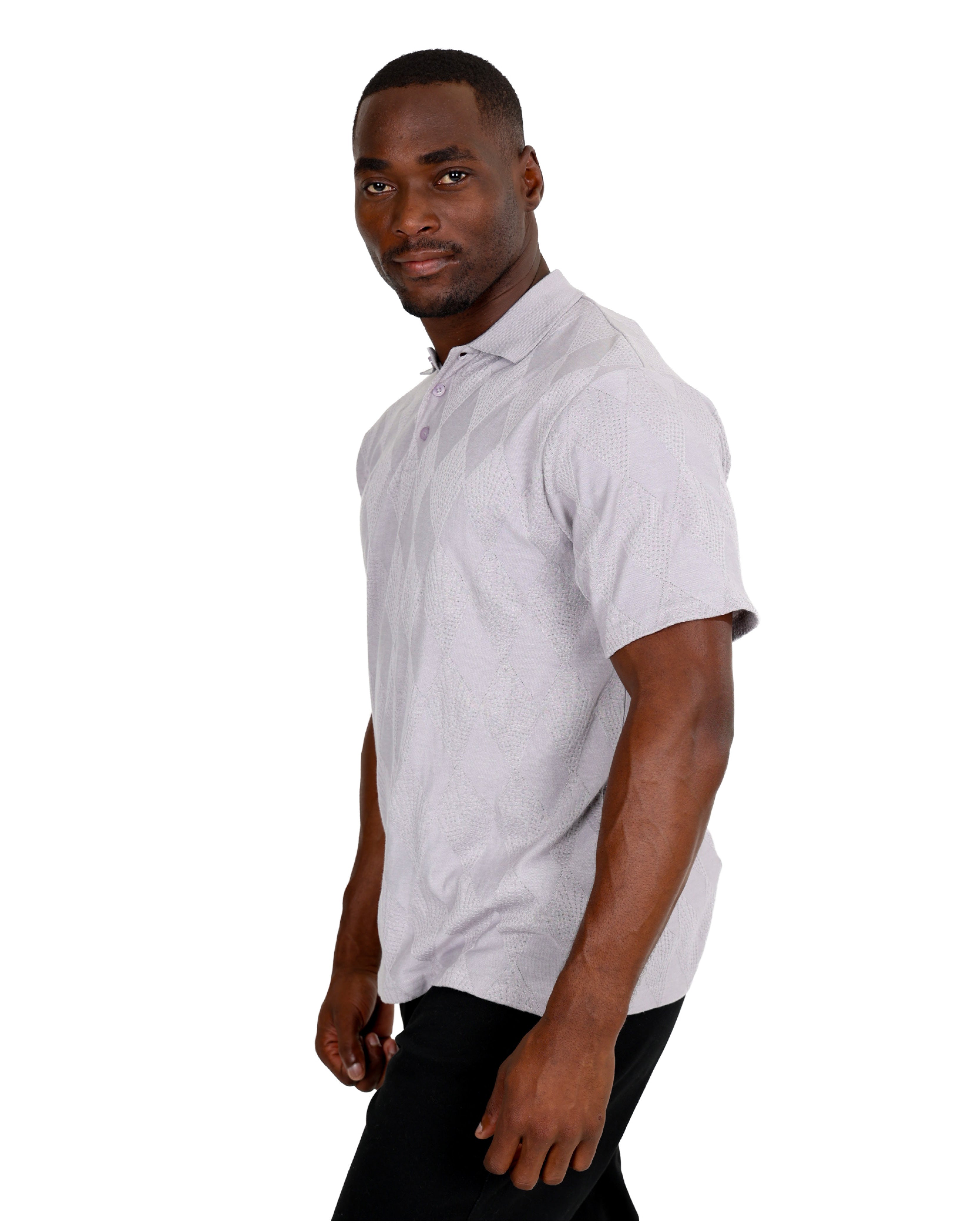 Short Sleeve Silver Jacquard Golfer