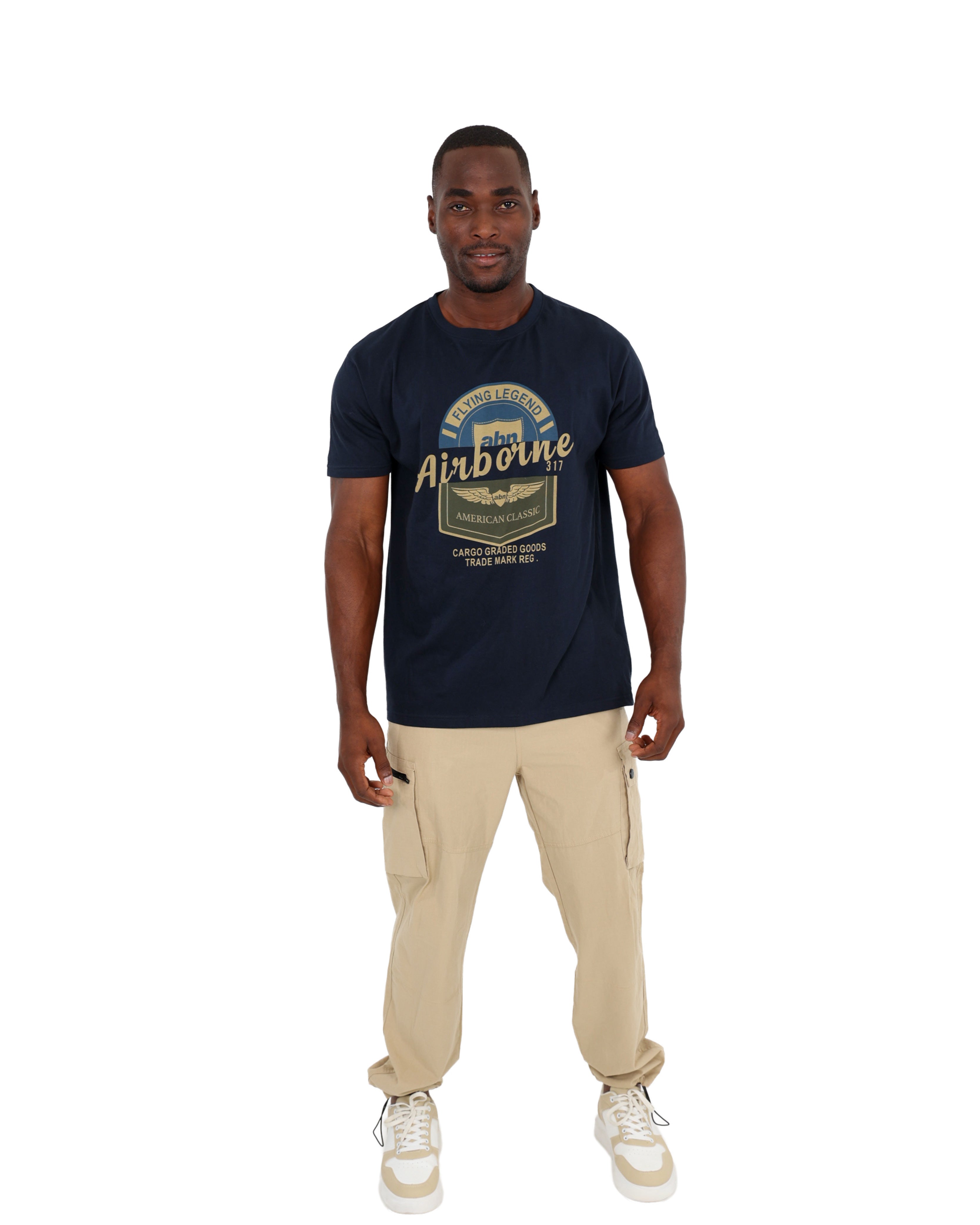 Short Sleeve Navy Airborne Graphic T-Shirt