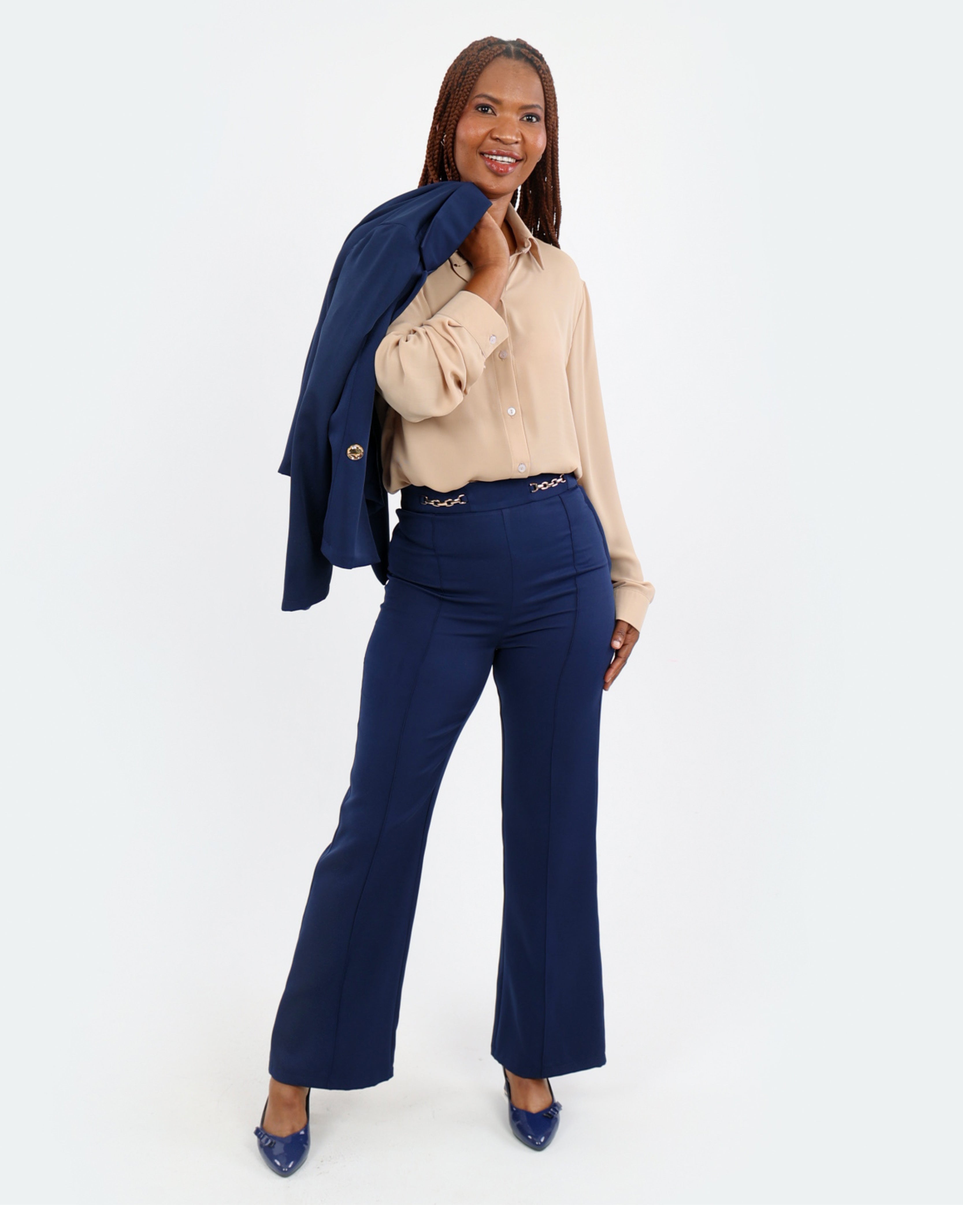 Double Trim Detail Tailored Pants