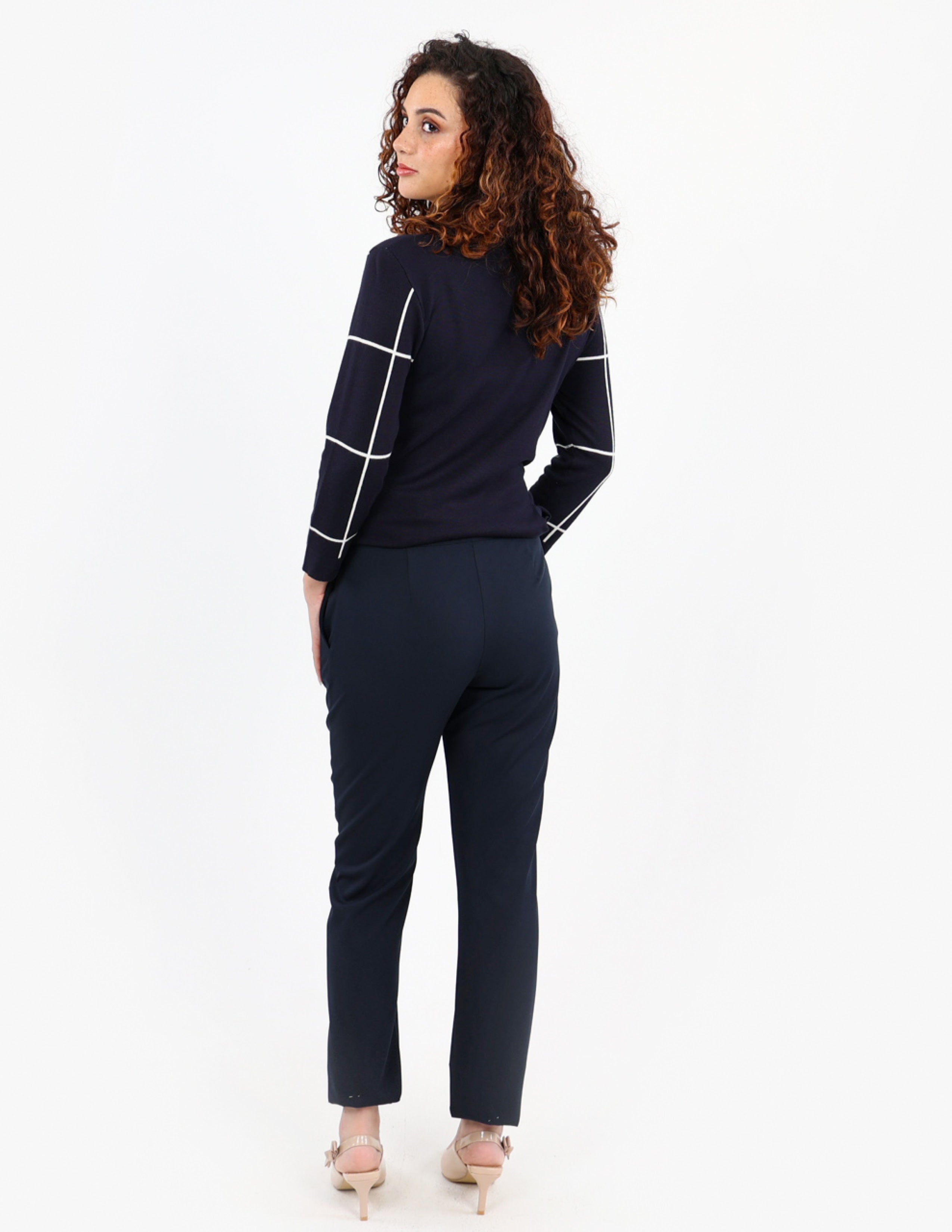 Intarsia Check Knit Top