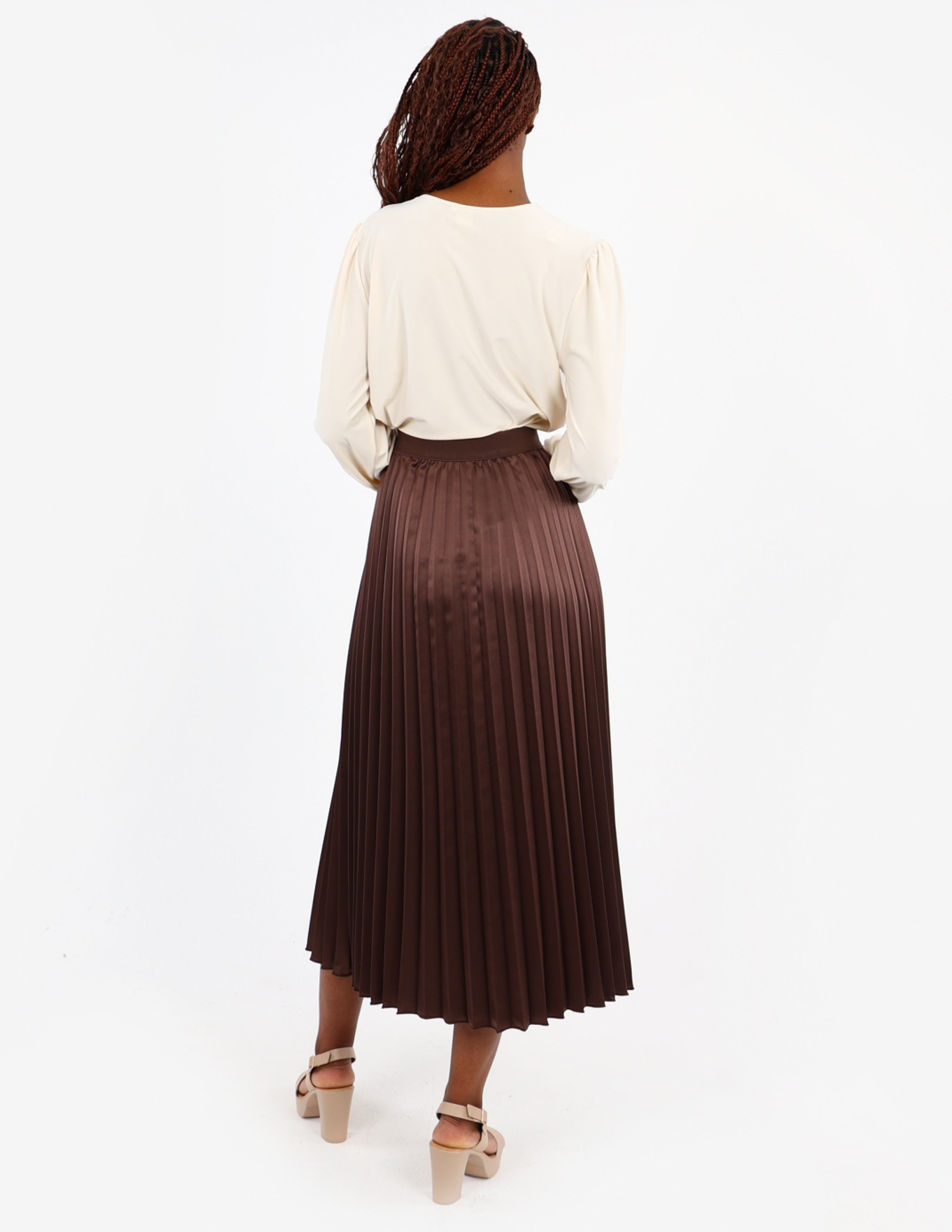 Satin Pleated Maxi Skirt
