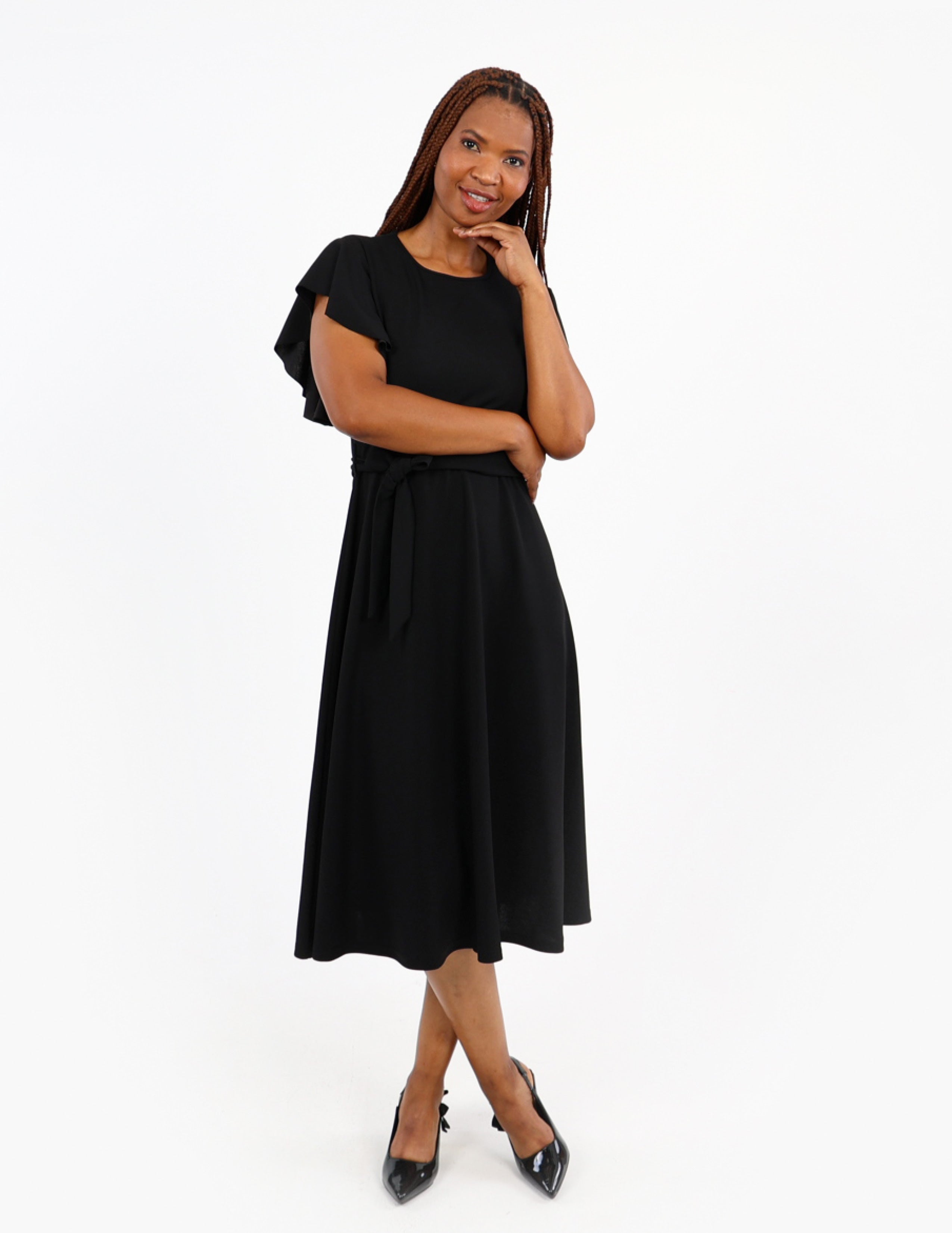 Flutter Sleeve Midi Dress