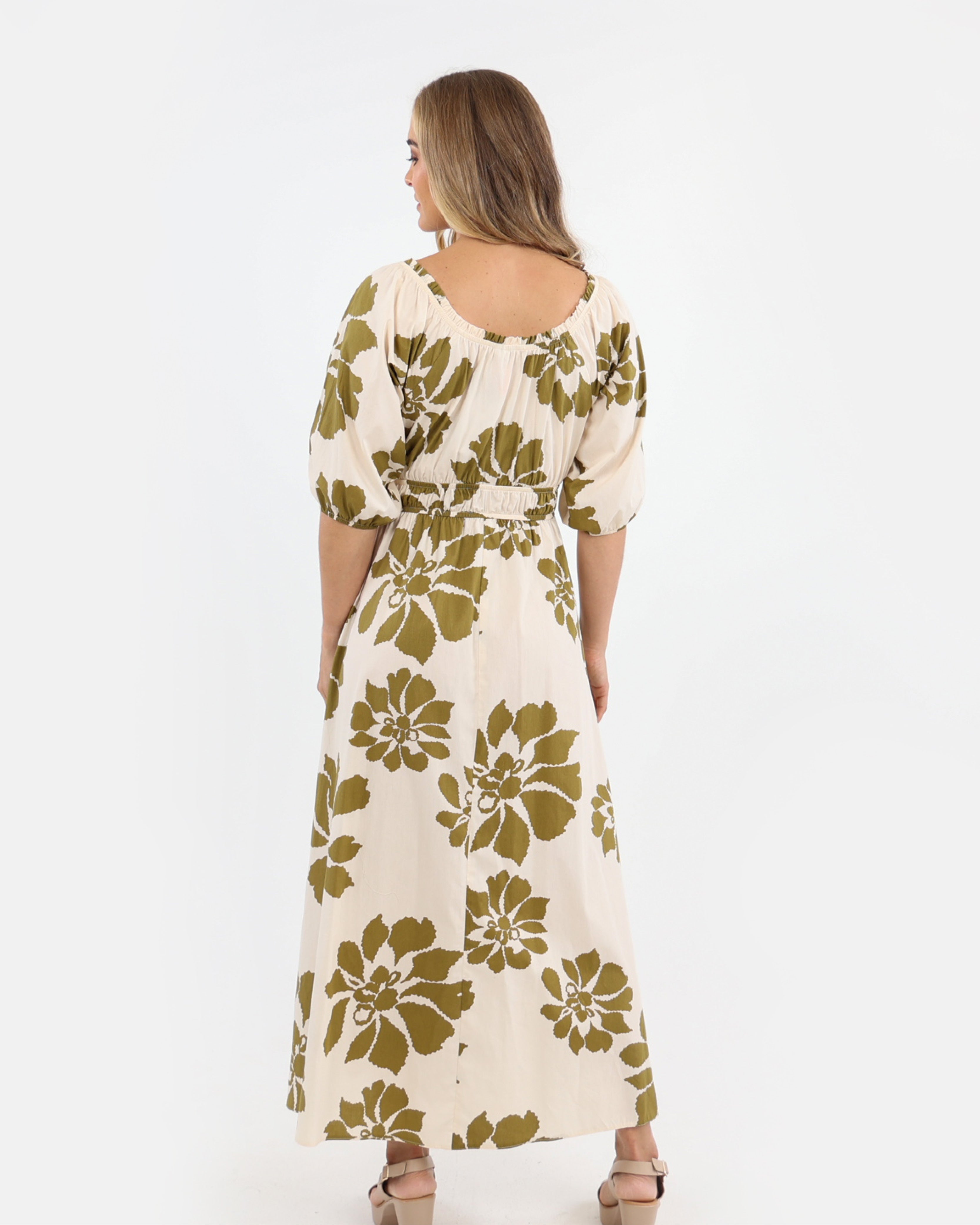 3/4 Sleeve Floral Print Dress