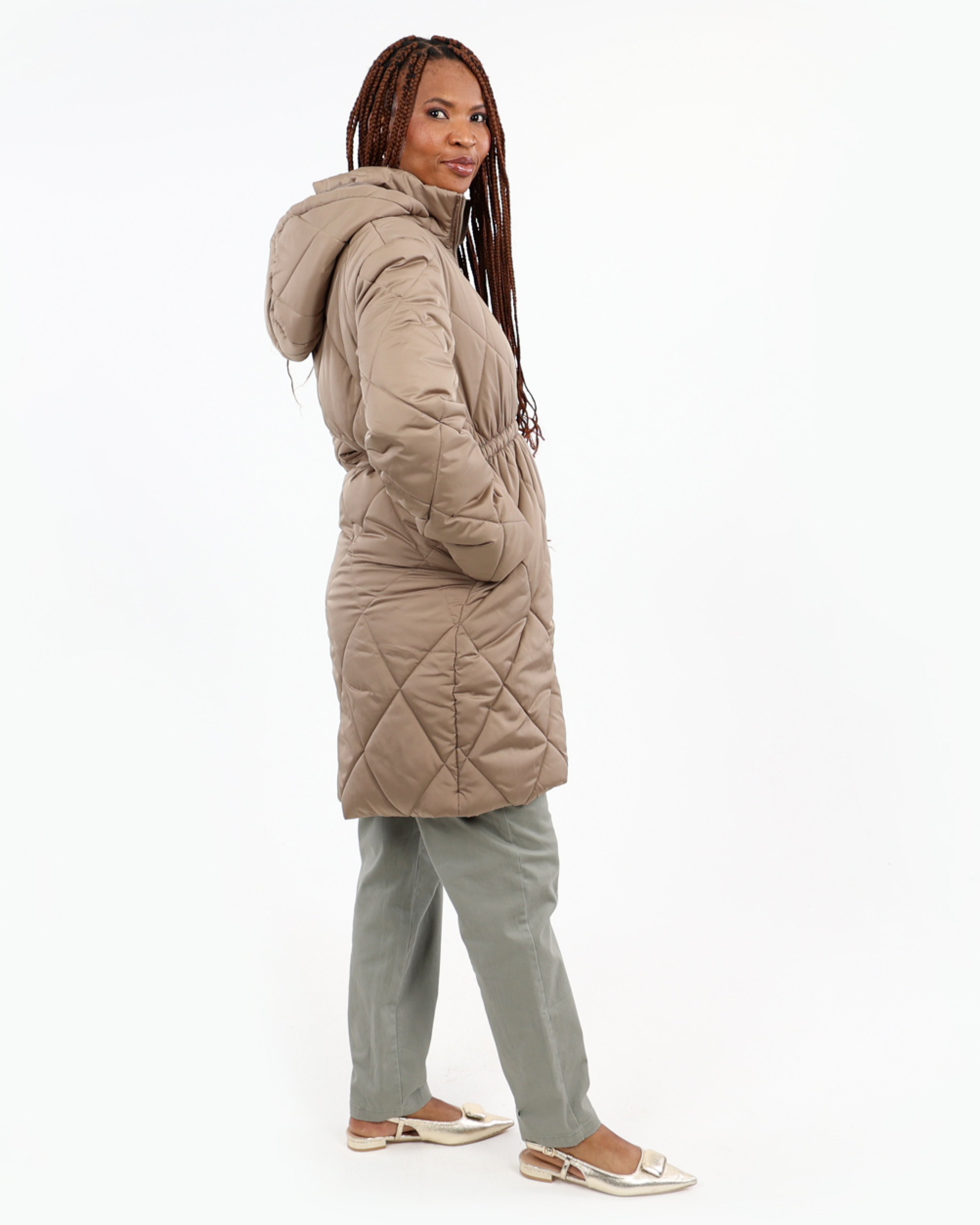 Mocha Padded Hooded Jacket