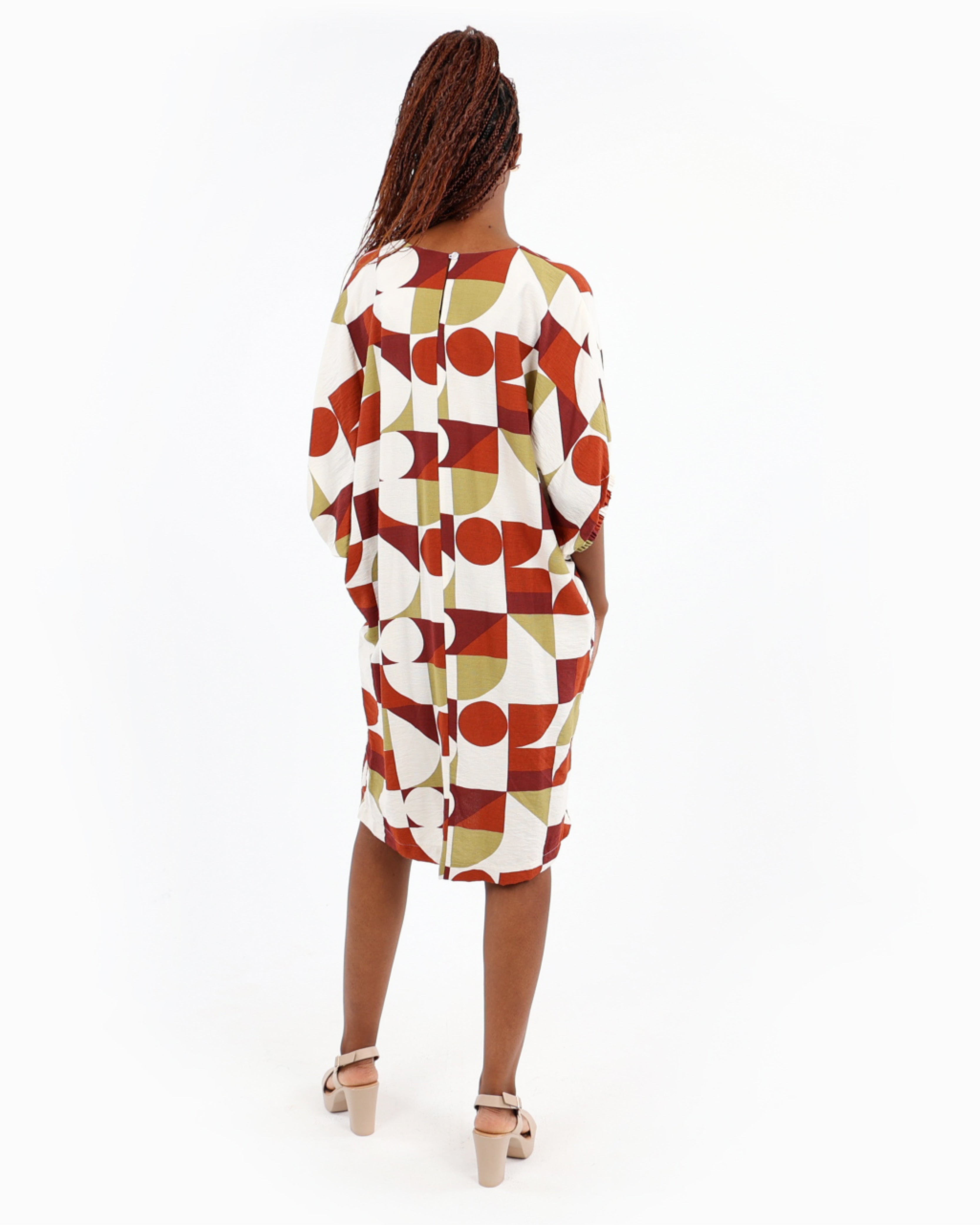 Batwing Geometric Print Dress