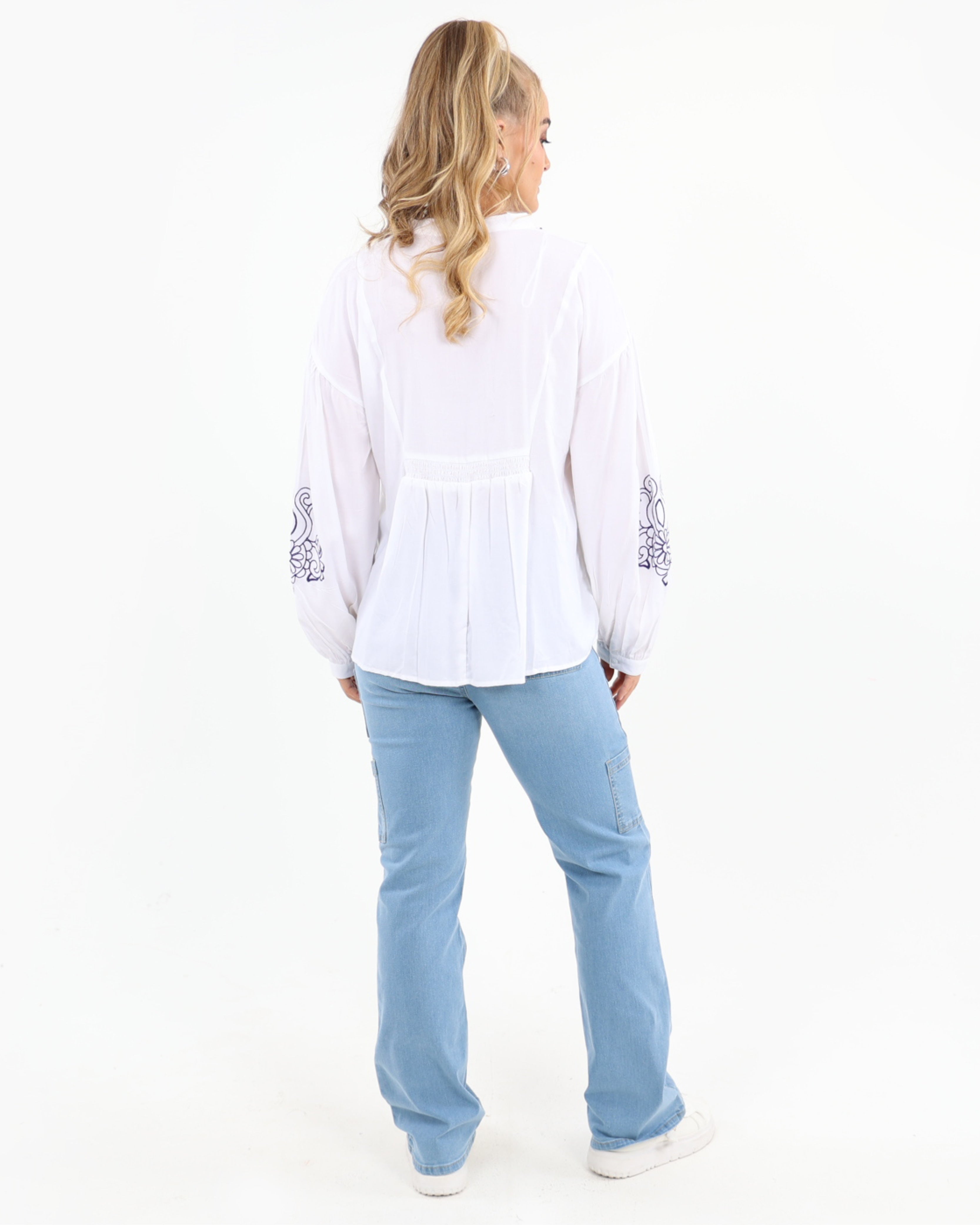 Embroidered Long Sleeve Blouse