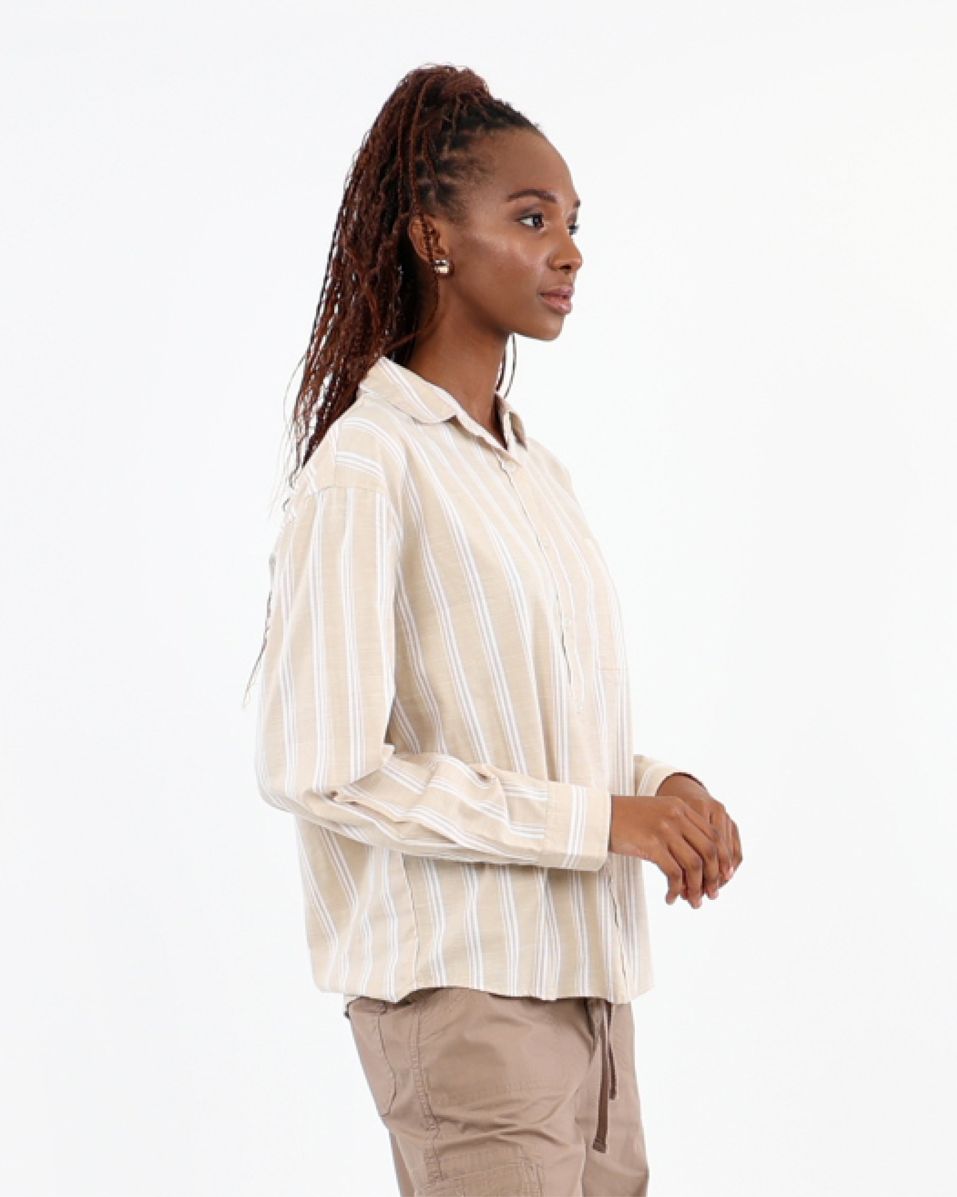Stone Striped Long Sleeve Shirt