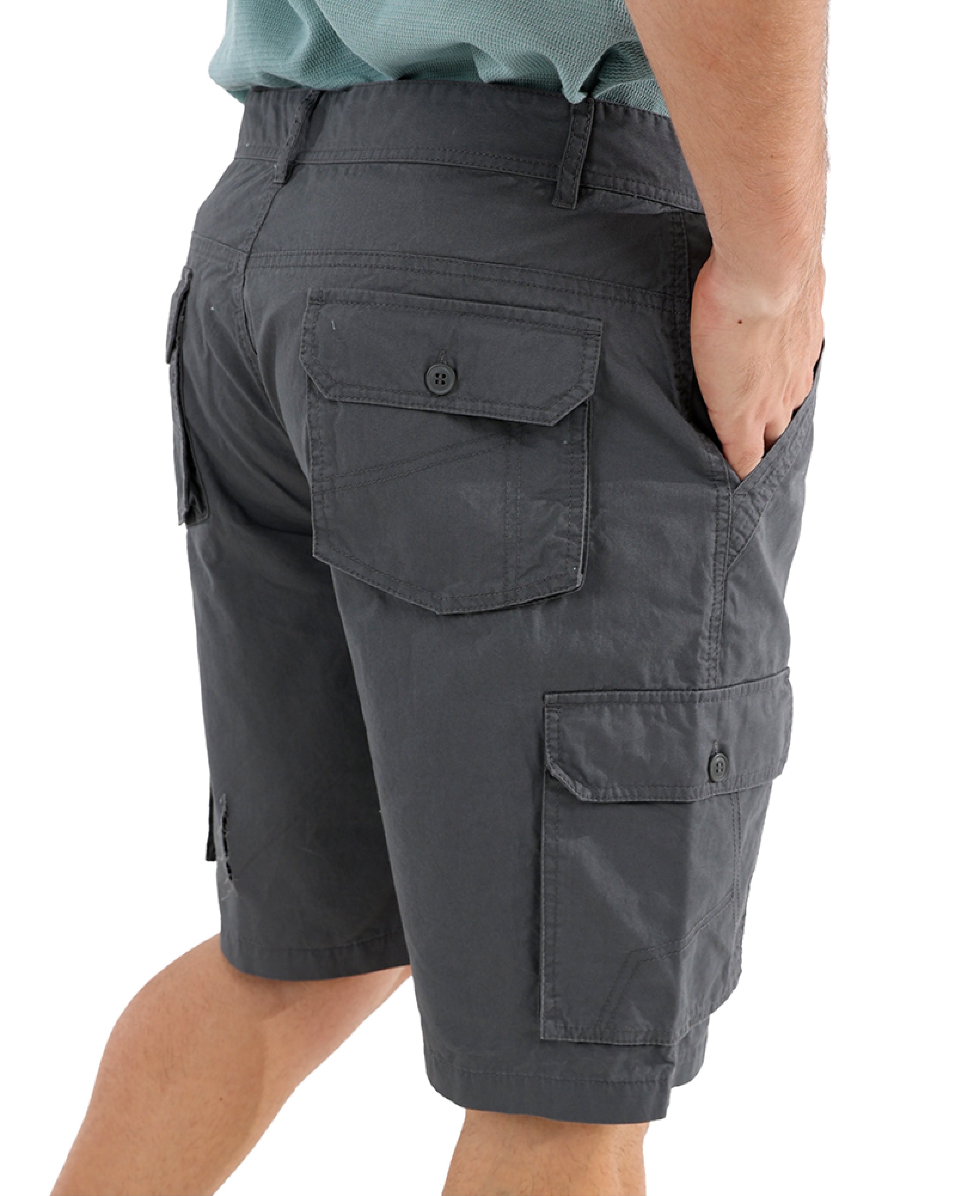 Cotton Twill Charcoal Cargo Shorts