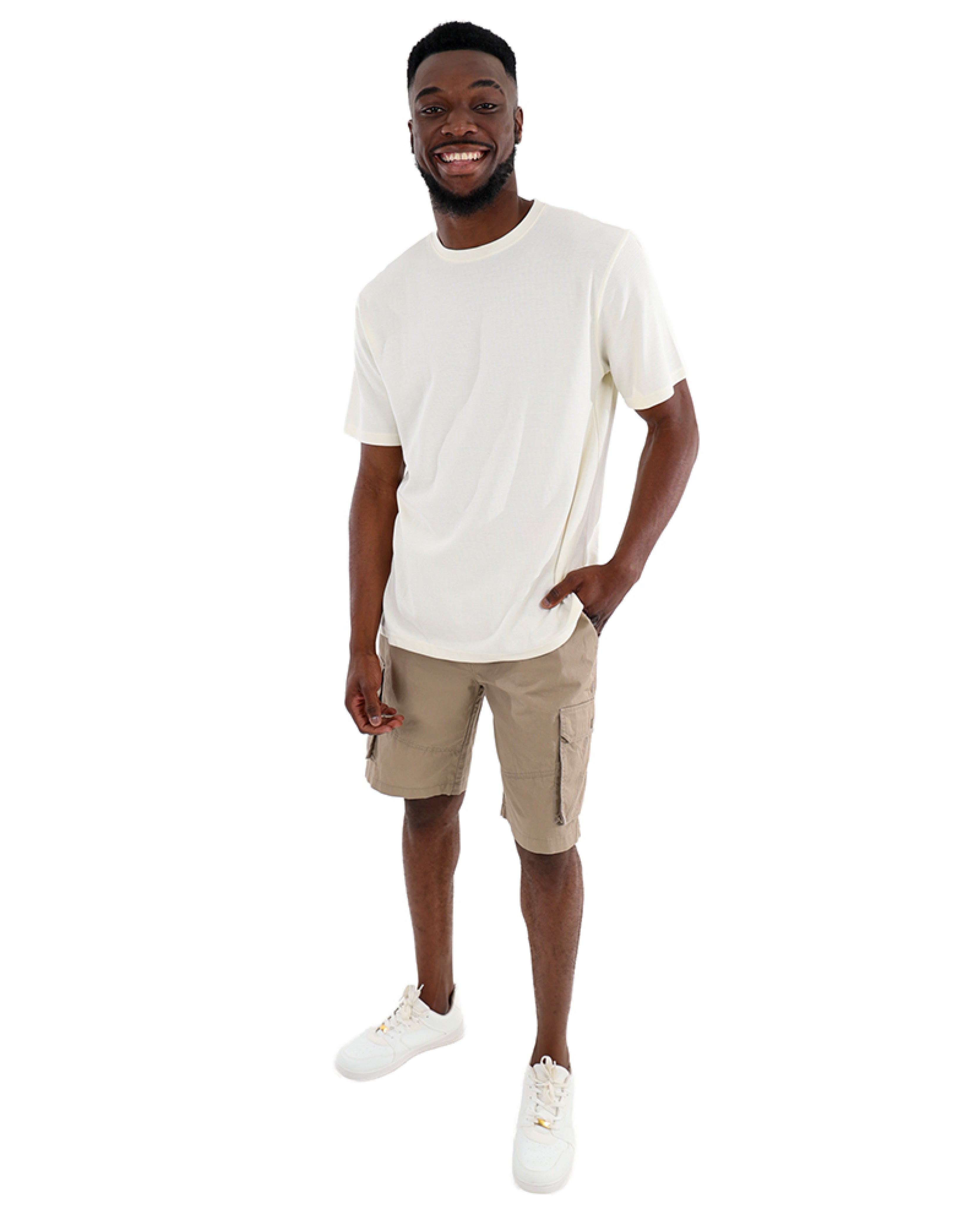 Cotton Twill Stone Cargo Shorts