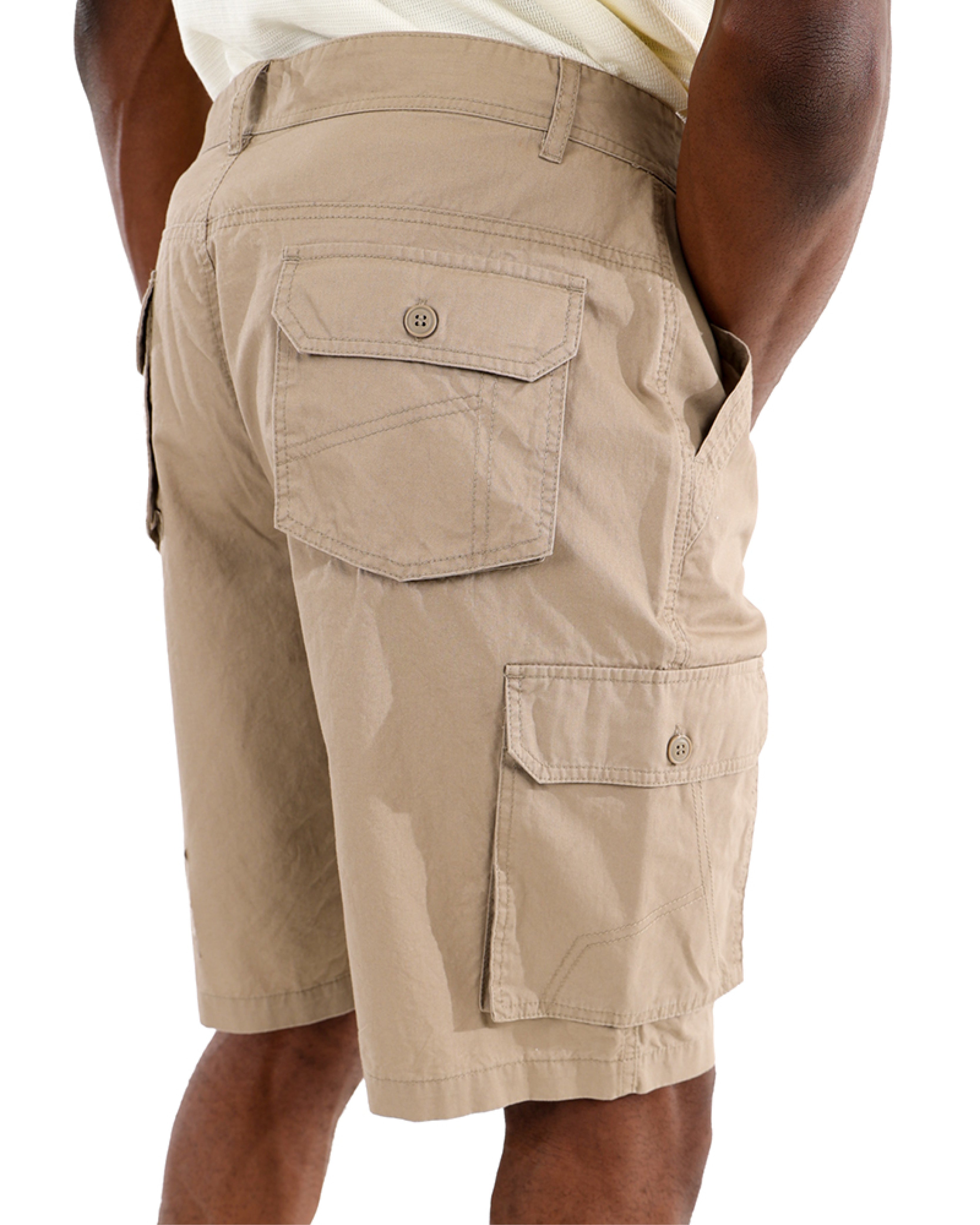 Cotton Twill Stone Cargo Shorts