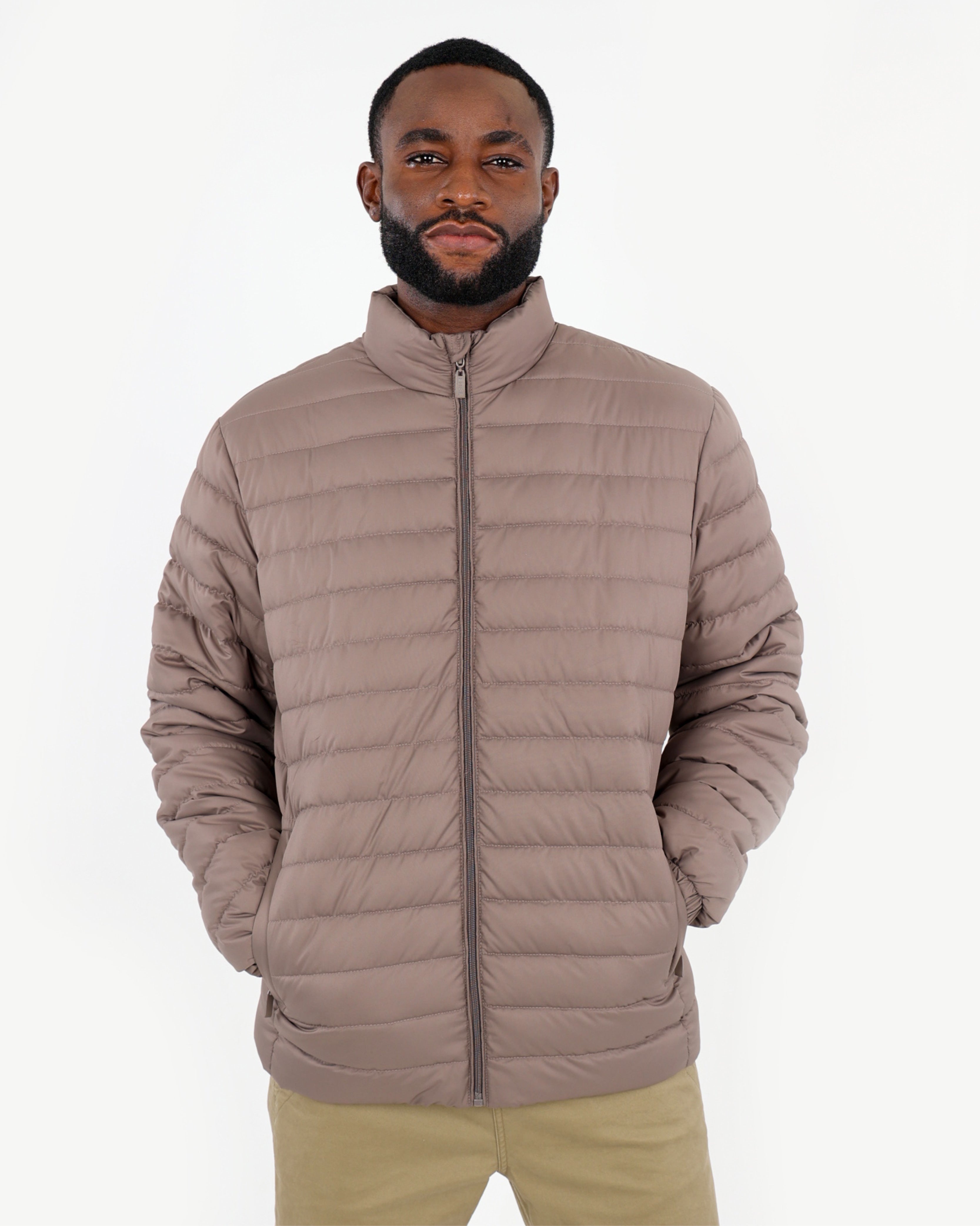 Taupe Quilted Puffer Jacket