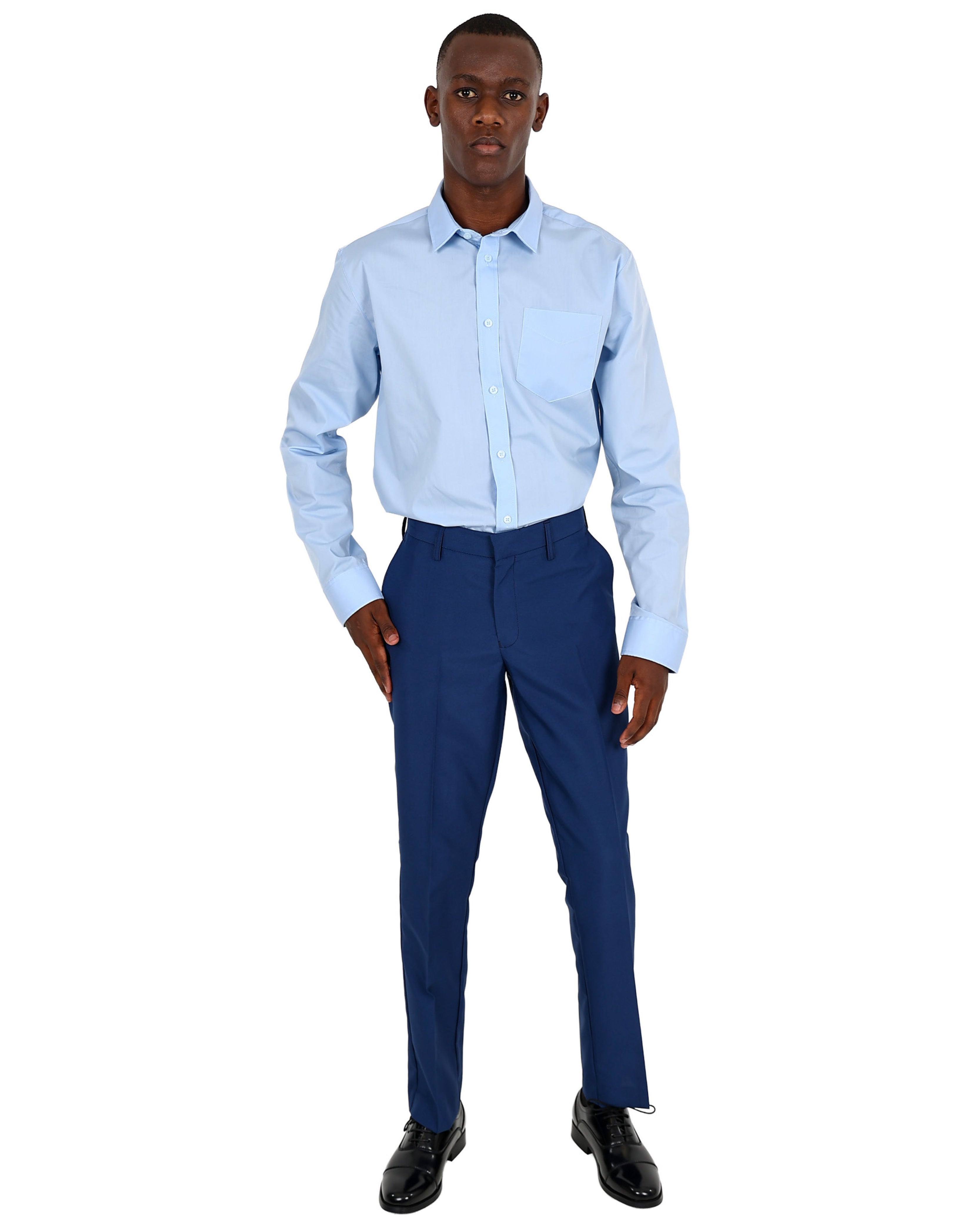 Matt Blue Slim Fit Classic Formal Trouser