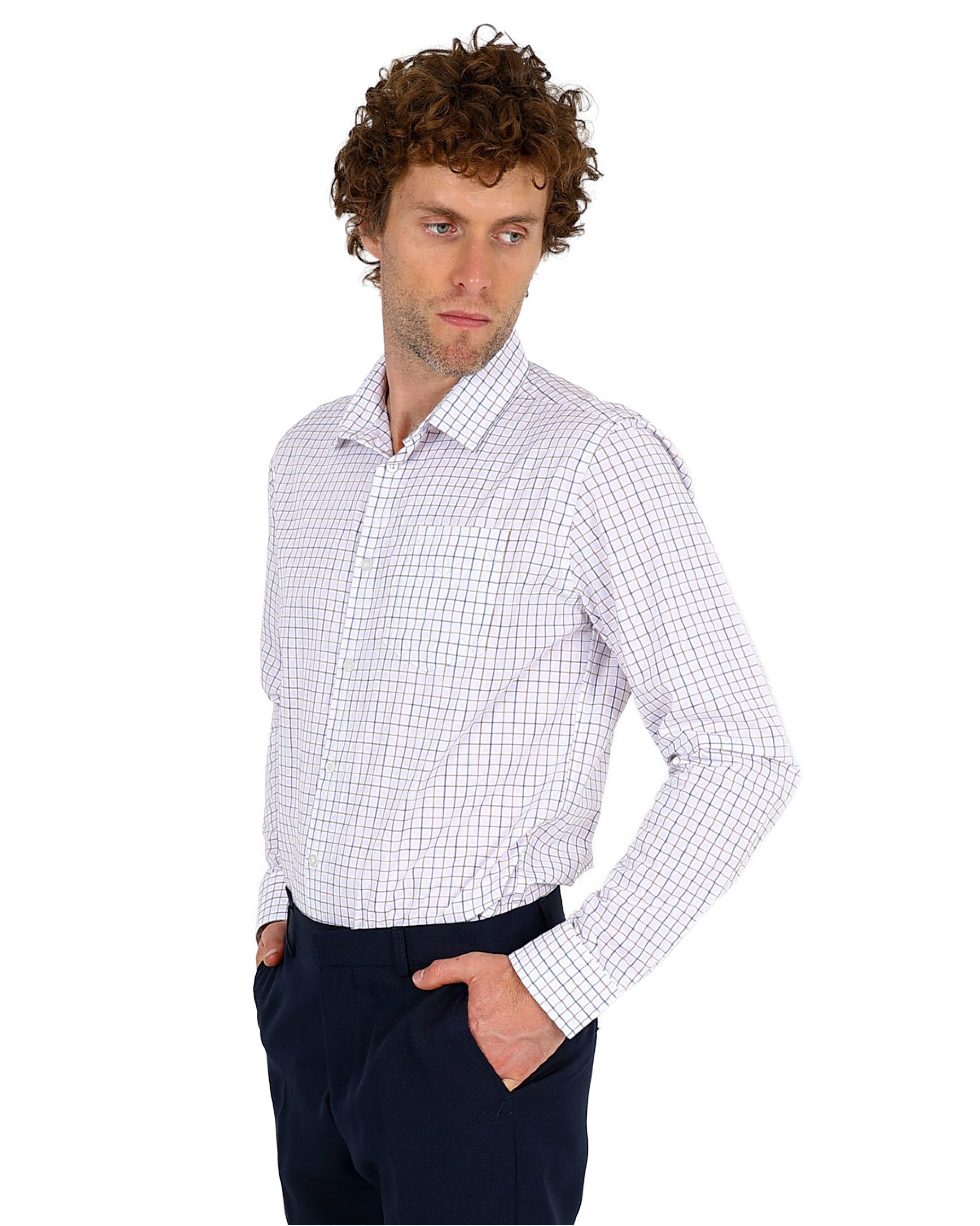 Stone Long Sleeve Yarndye Check Formal Shirt