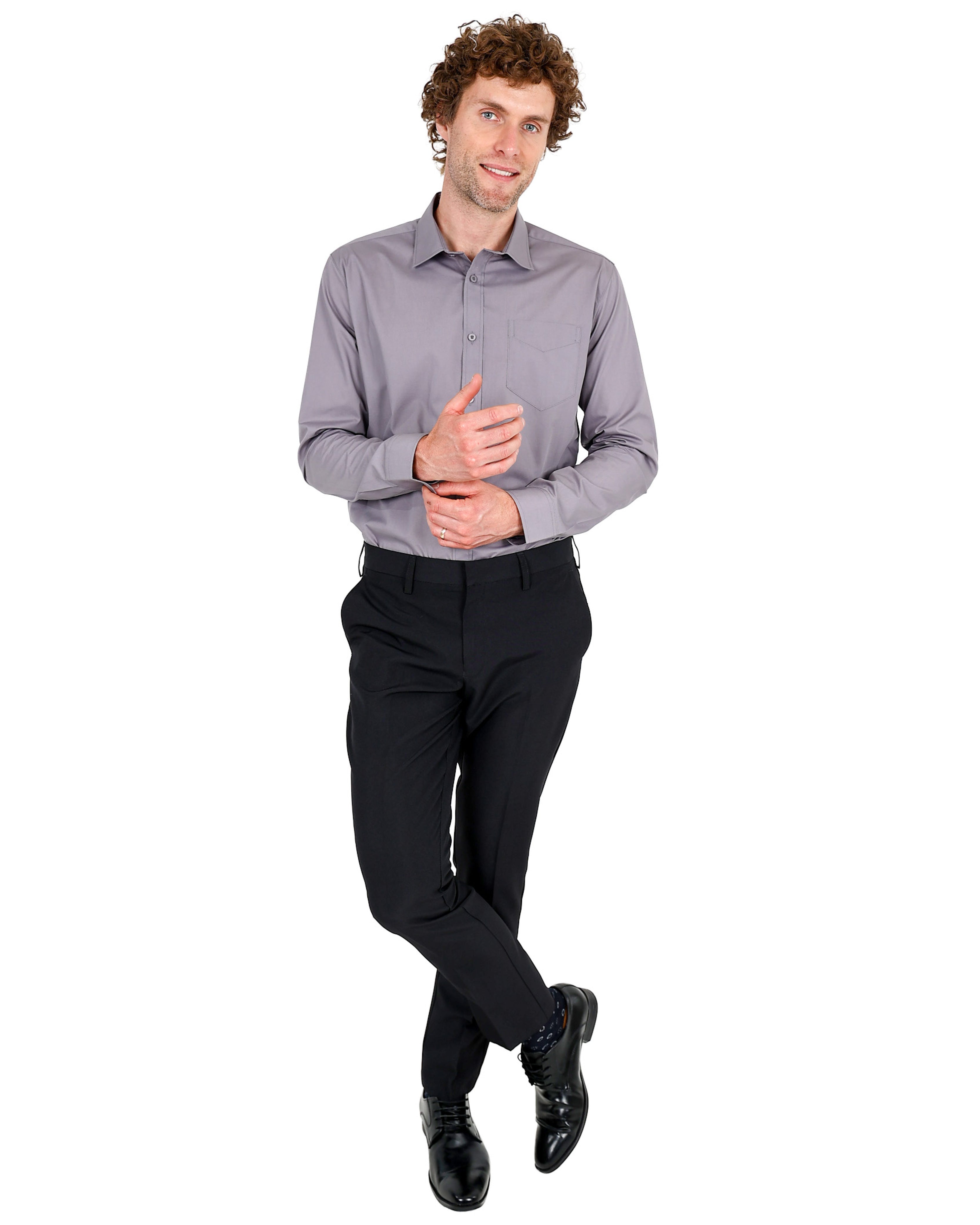 Grey Chambray Long Sleeve Classic Formal Shirt