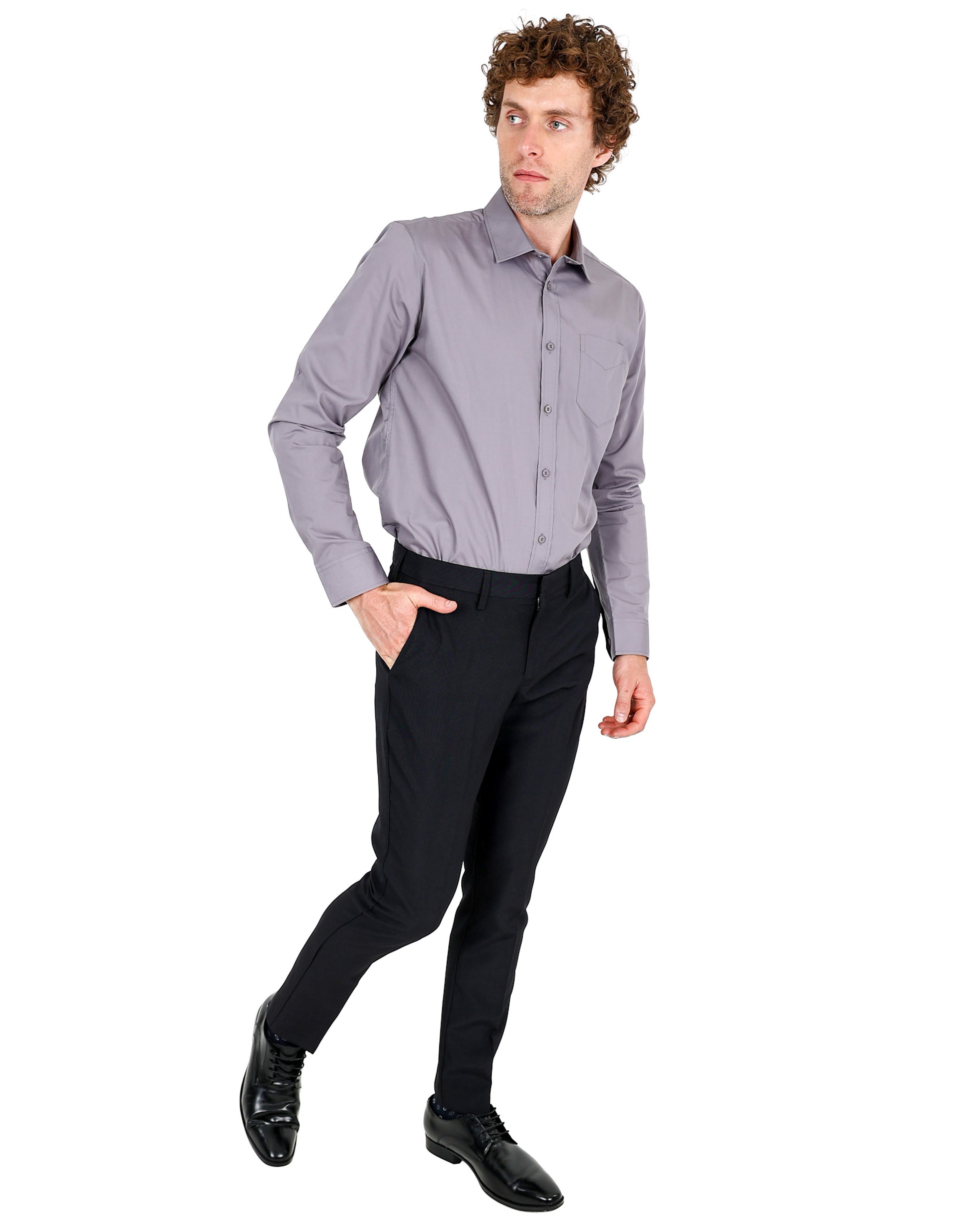 Grey Chambray Long Sleeve Classic Formal Shirt