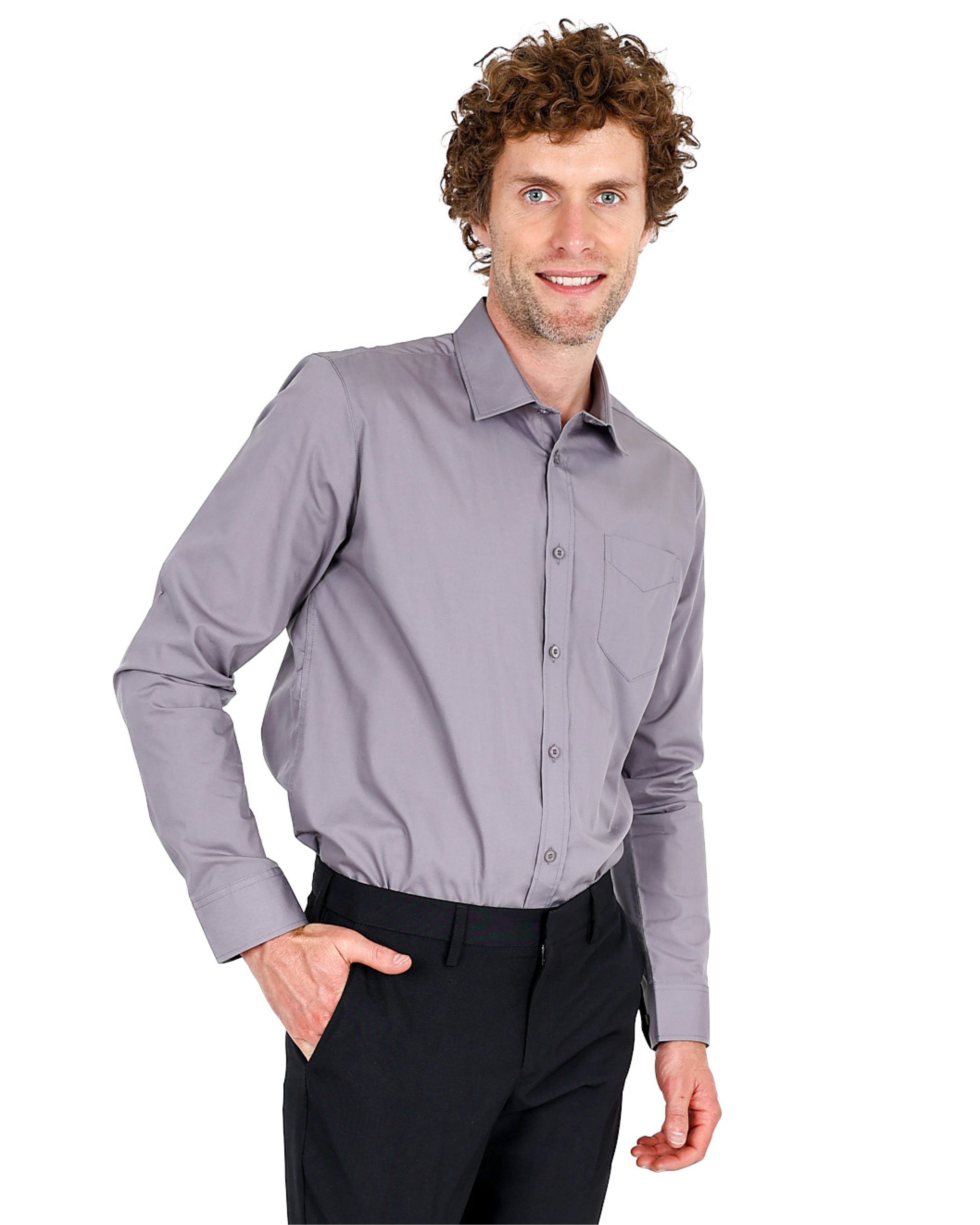 Grey Chambray Long Sleeve Classic Formal Shirt