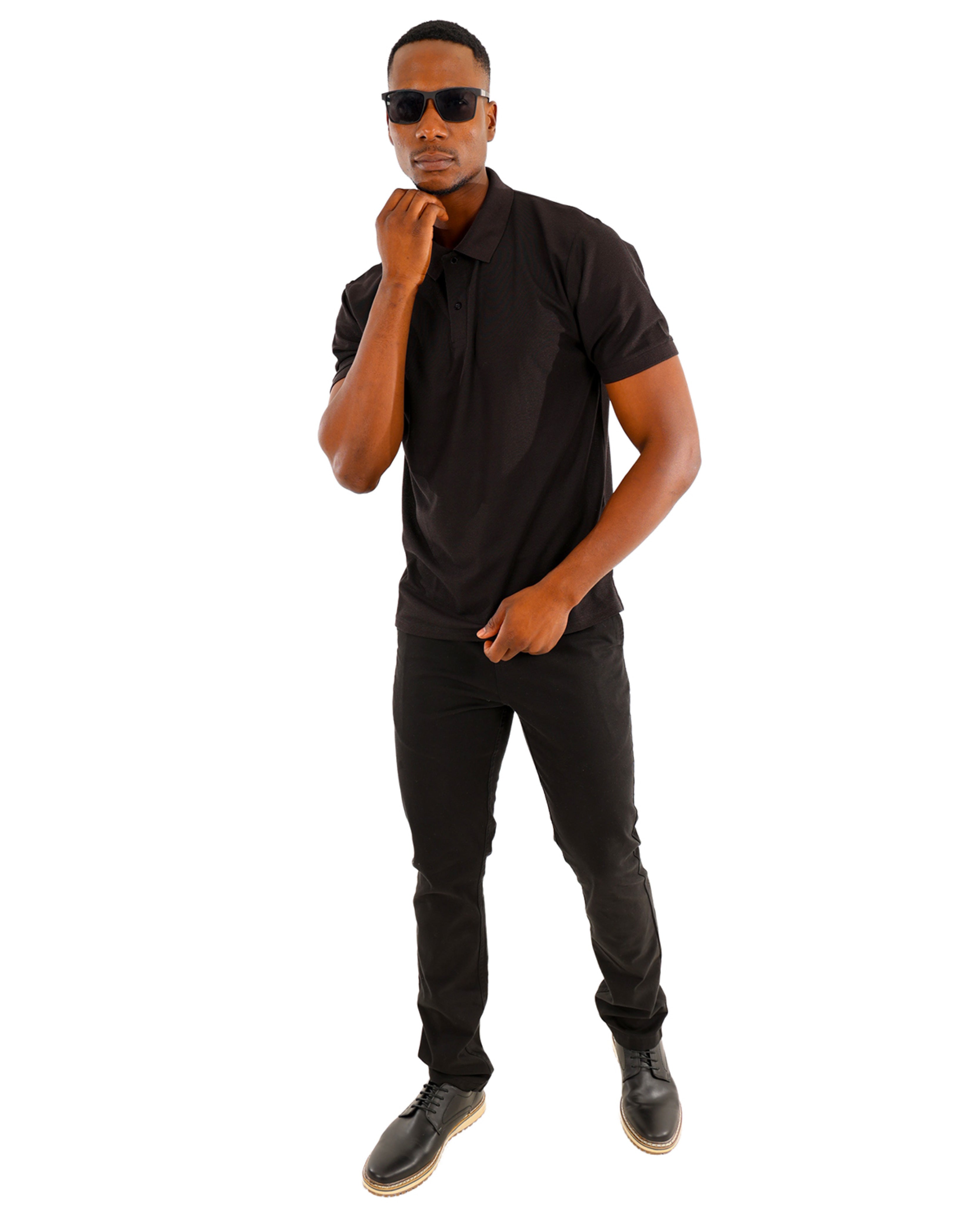 Pique Black Short Sleeve Golfer