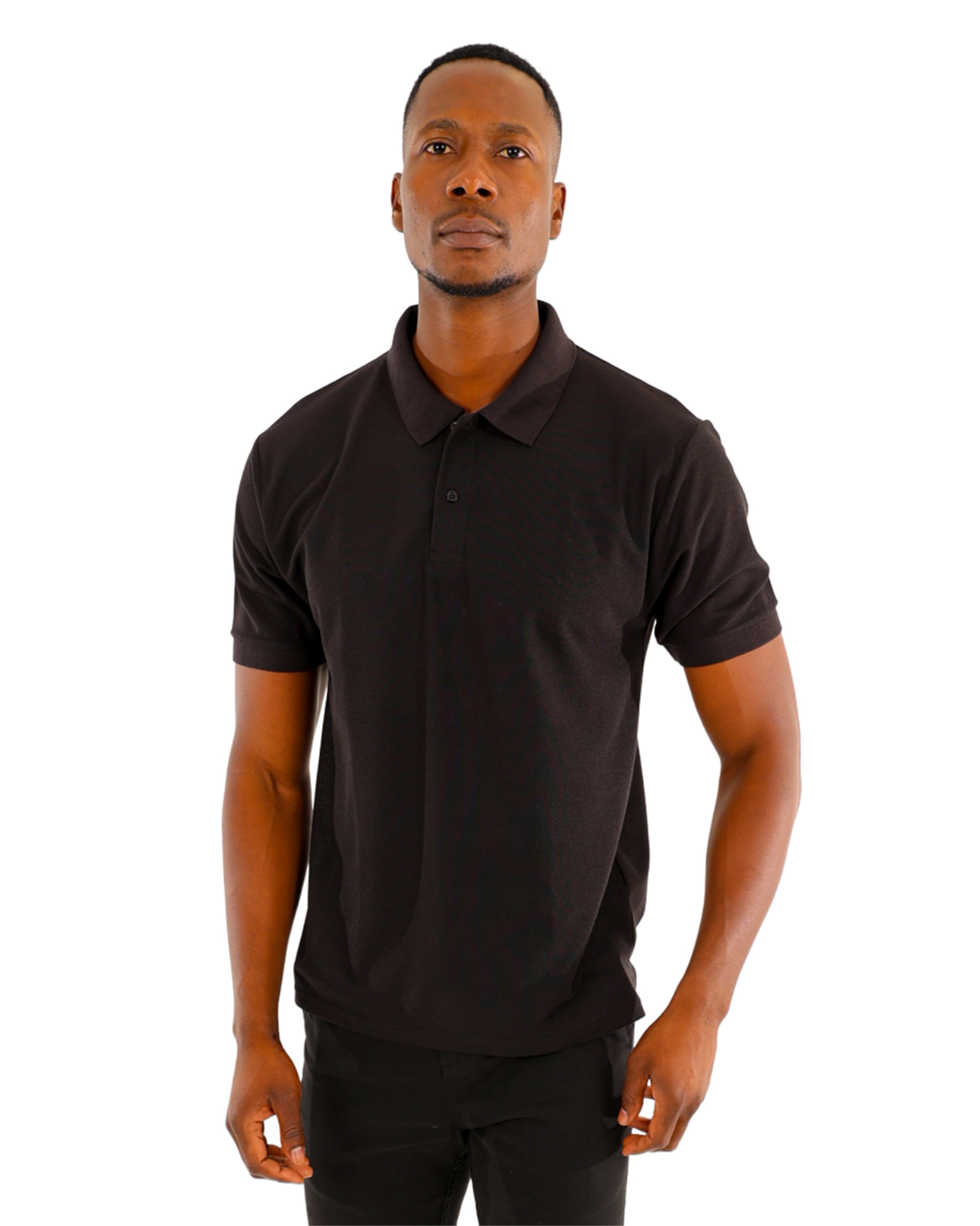 Pique Black Short Sleeve Golfer