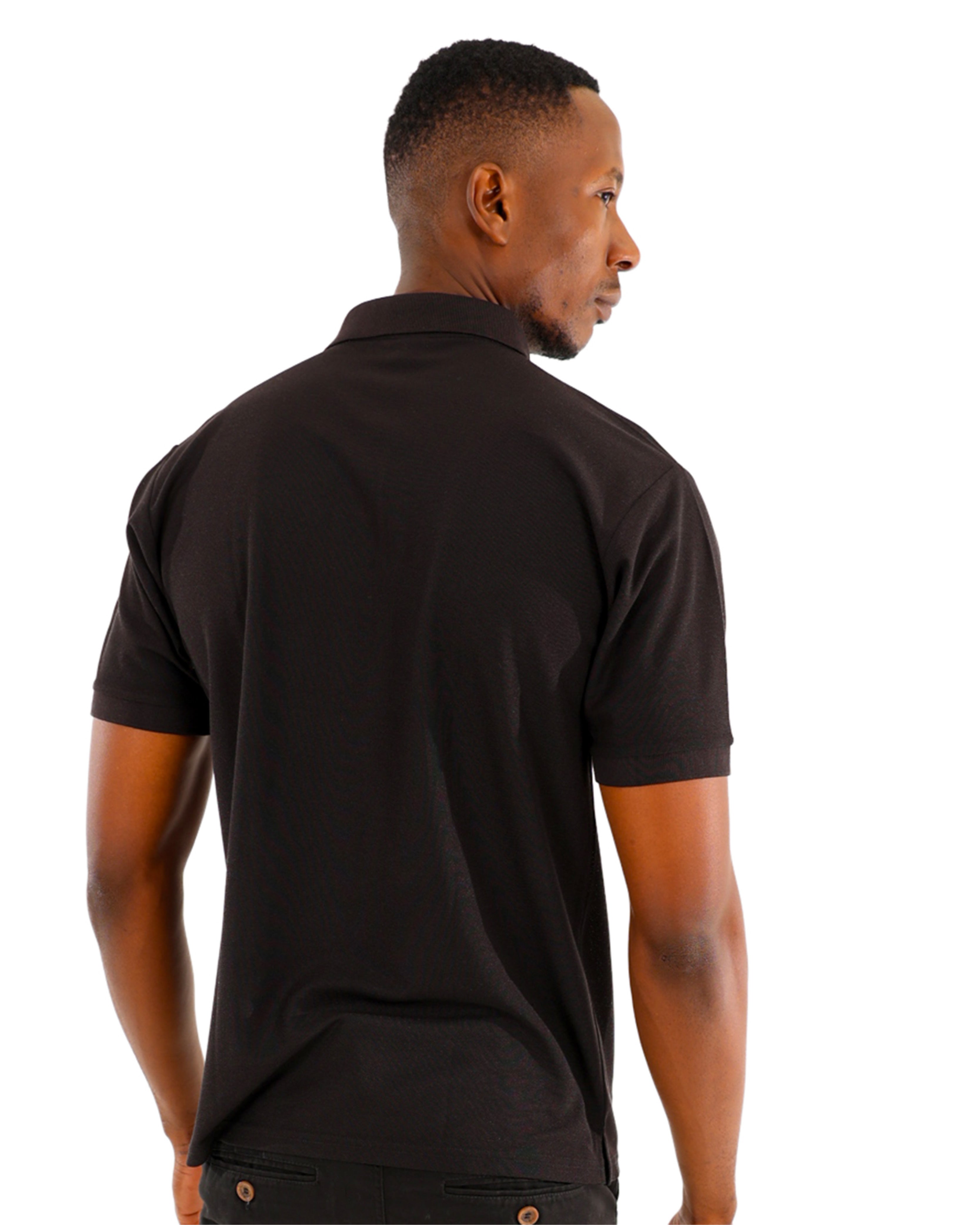 Pique Black Short Sleeve Golfer