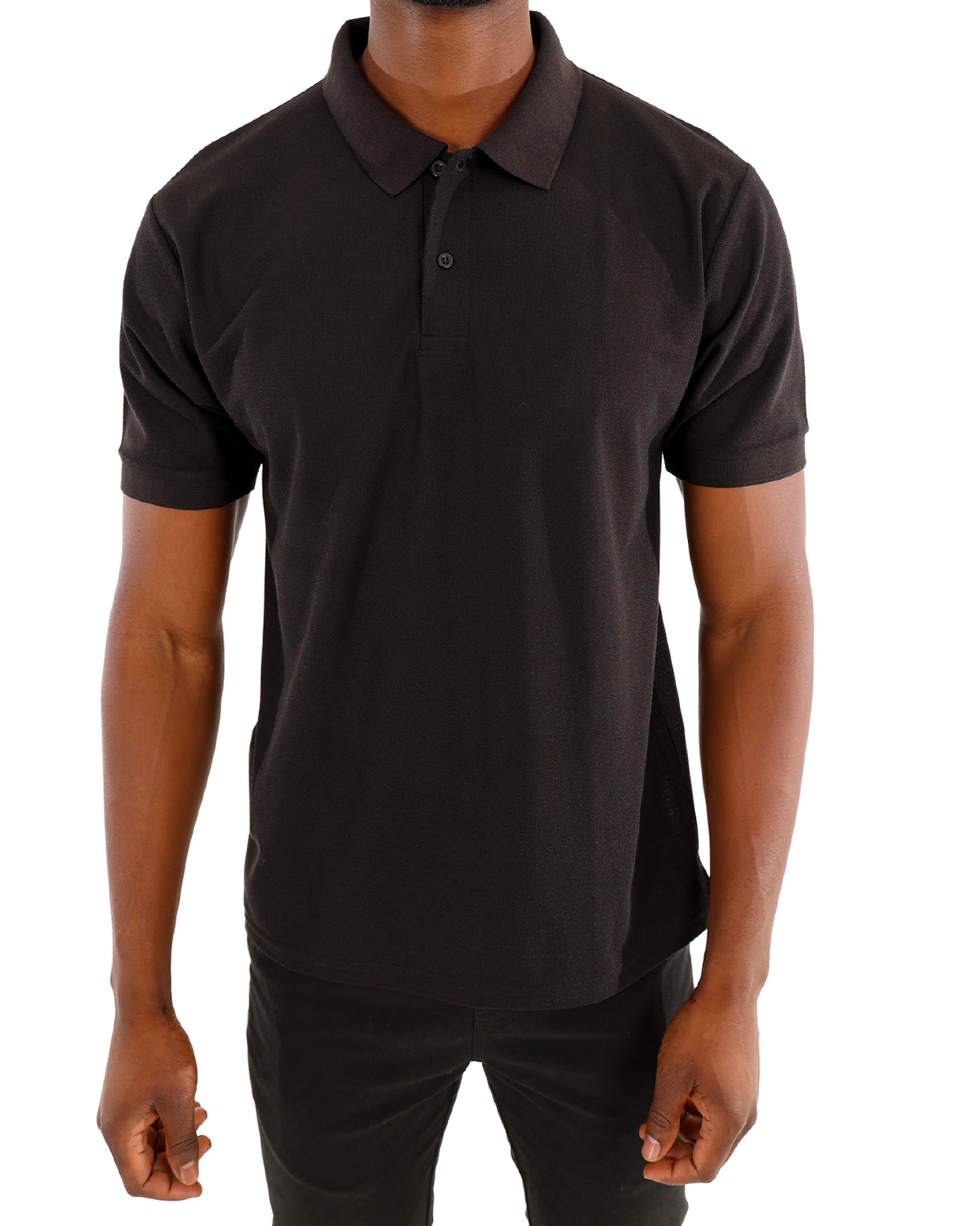 Pique Black Short Sleeve Golfer