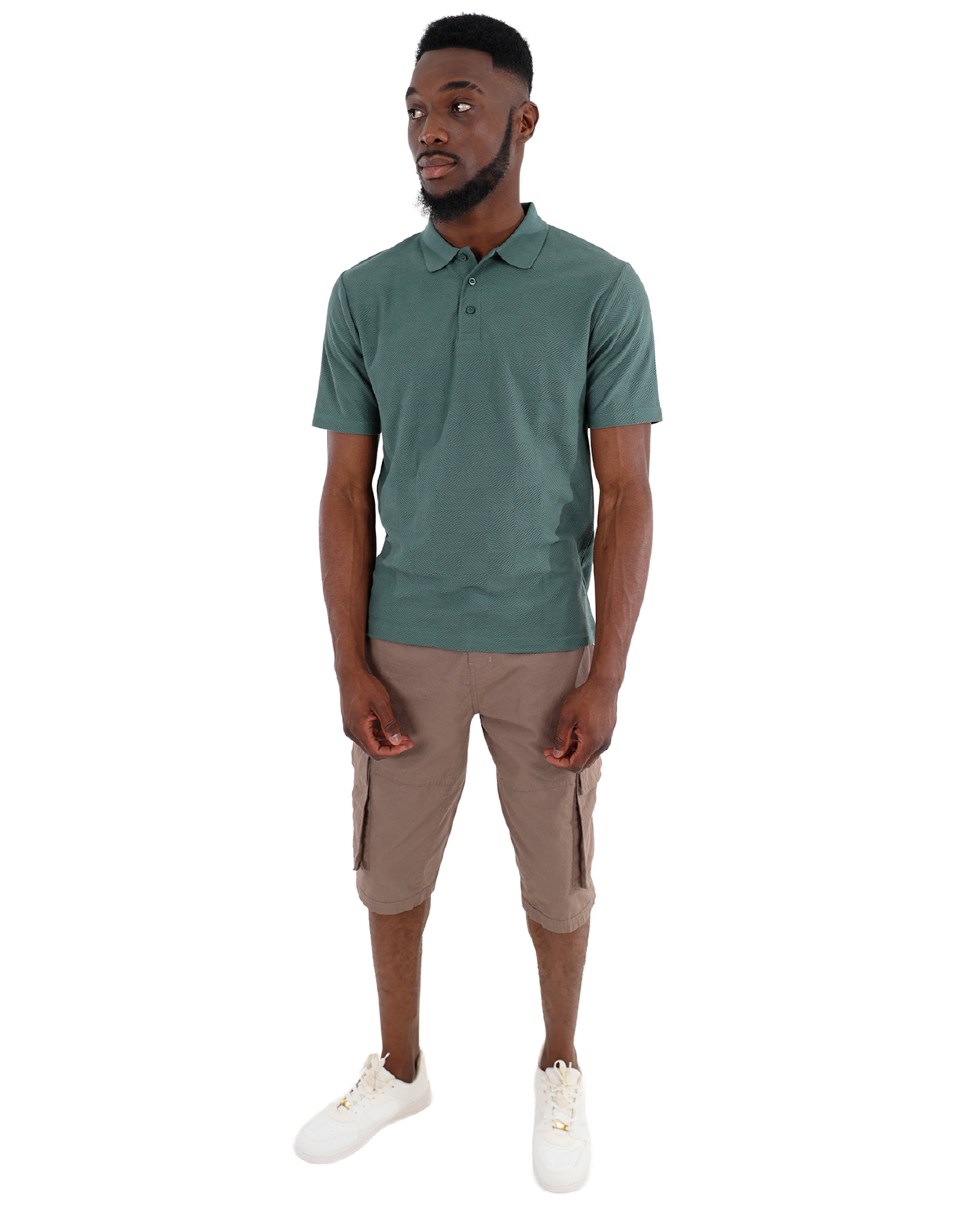 Short Sleeve Jacquard Sage Golfer