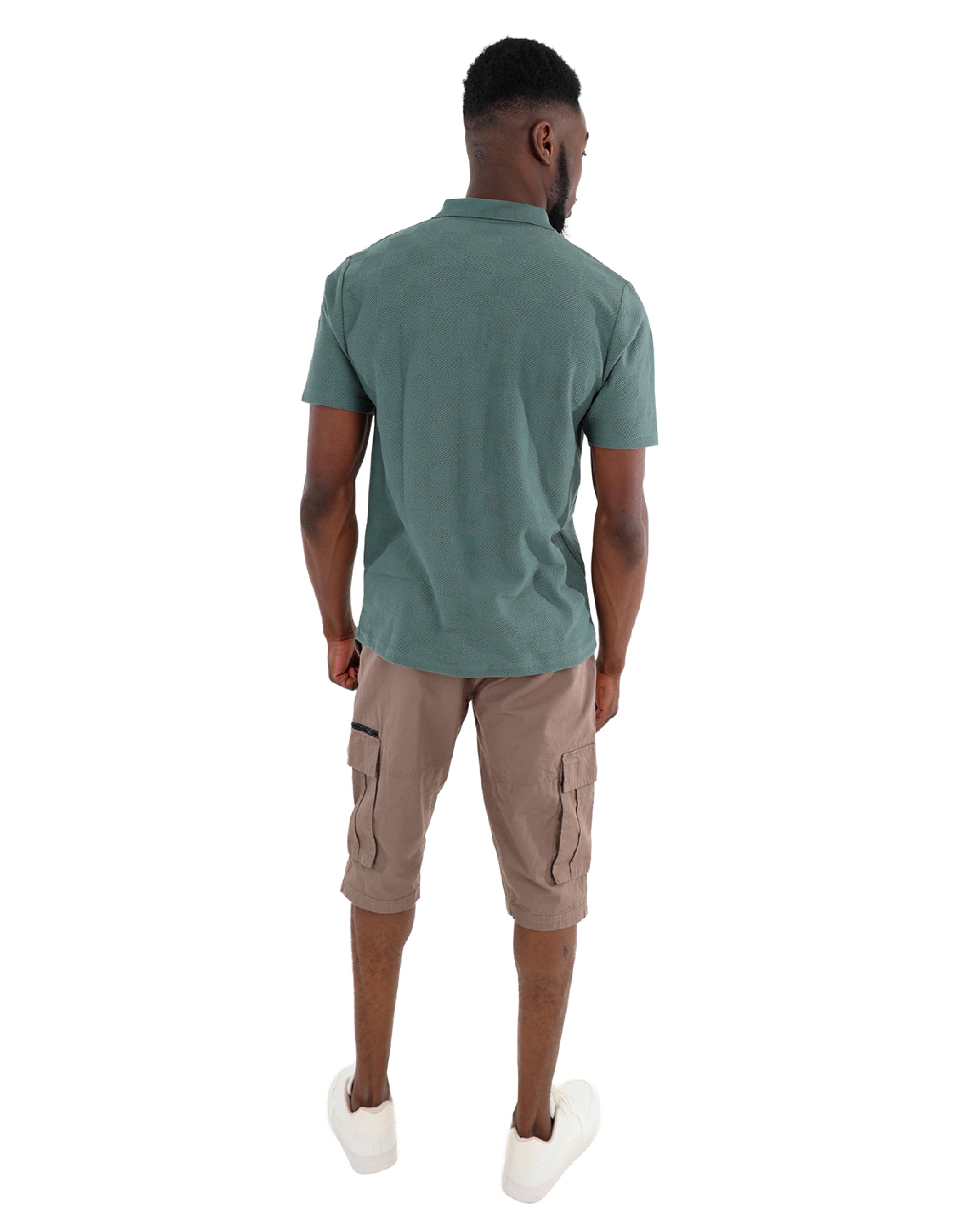 Short Sleeve Jacquard Sage Golfer