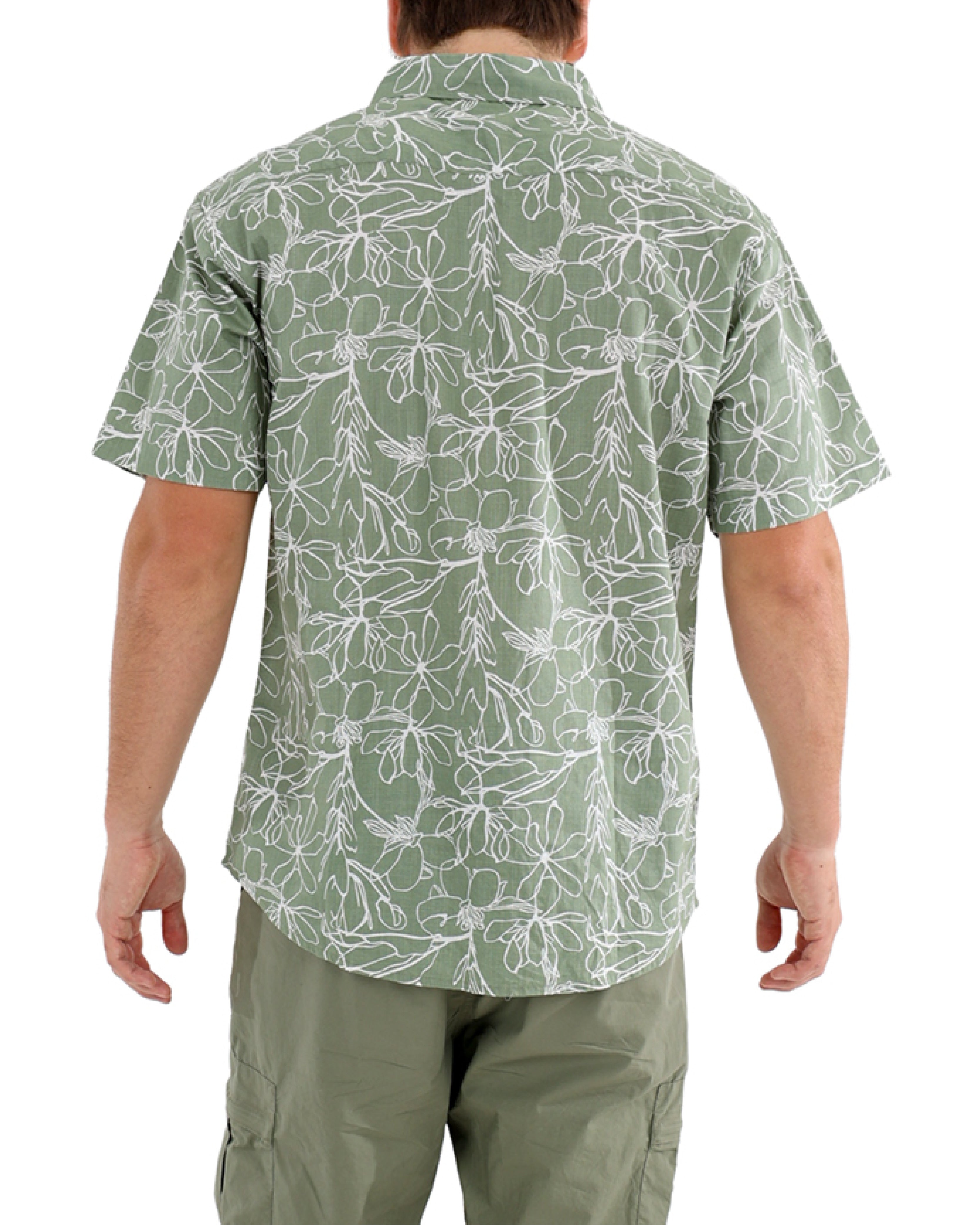 Short Sleeve Floral Printed Cotton Slub Shirt