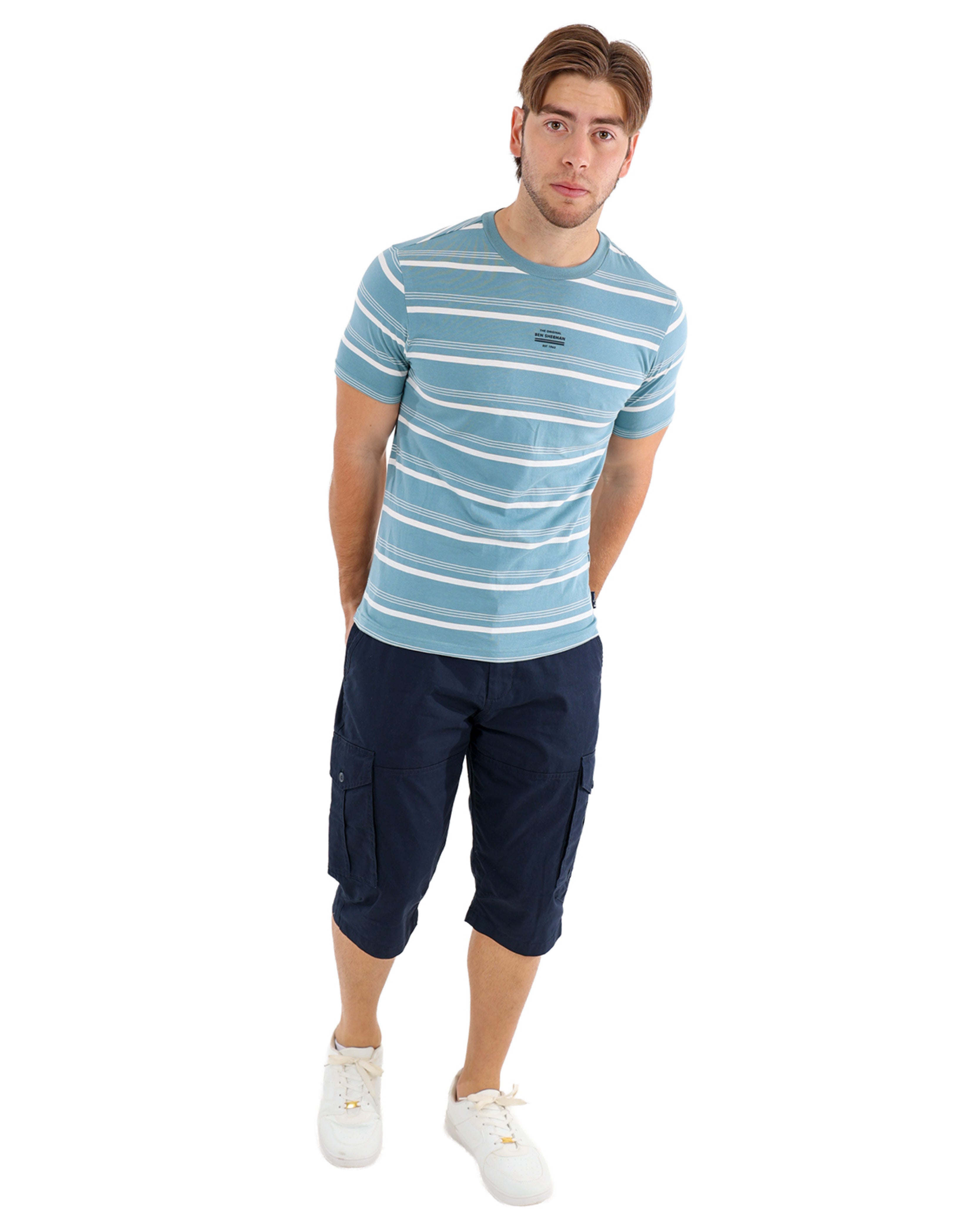 Short Sleeve Striped Cotton T-Shirt