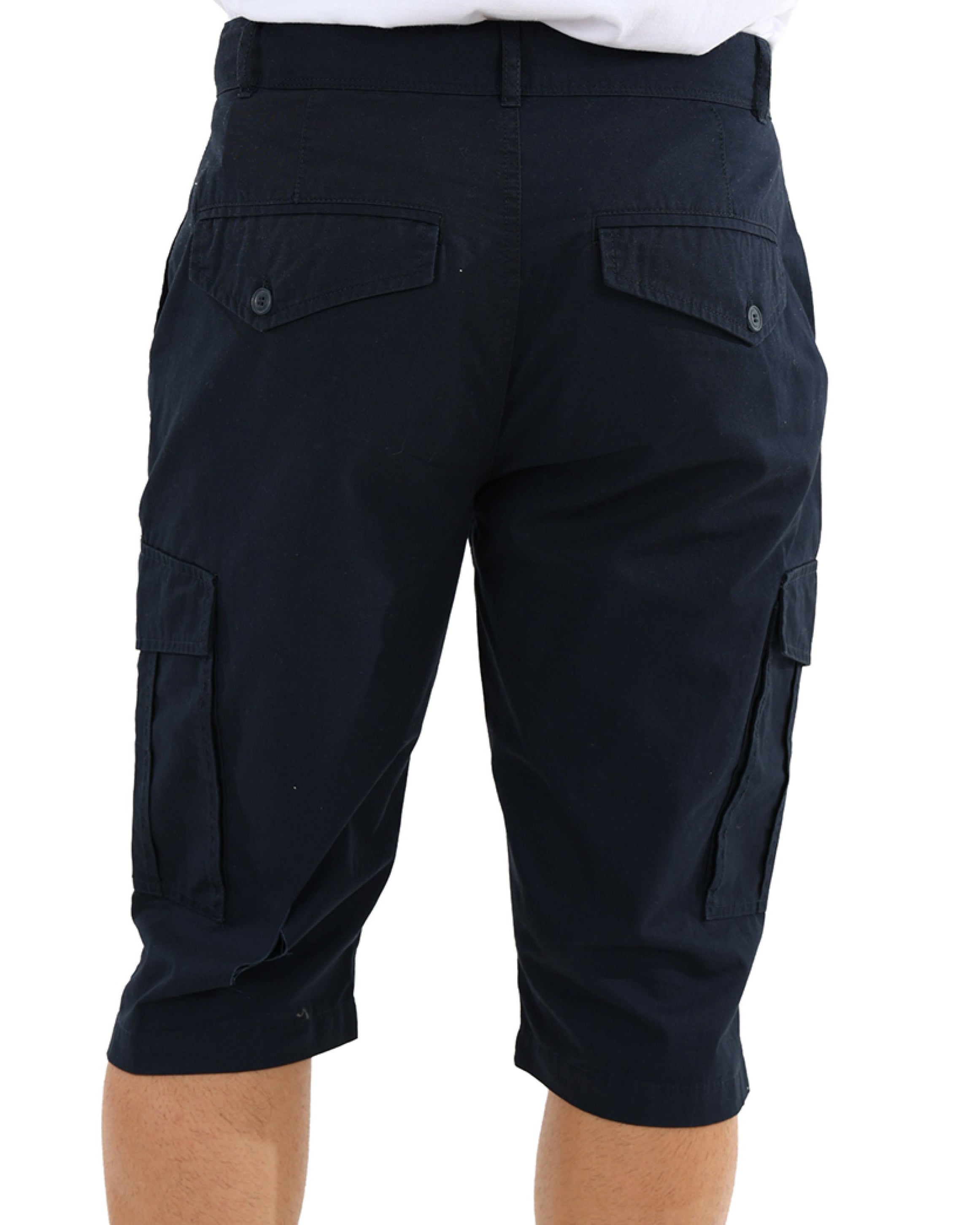 Navy Cotton Twill Clamdigger Shorts