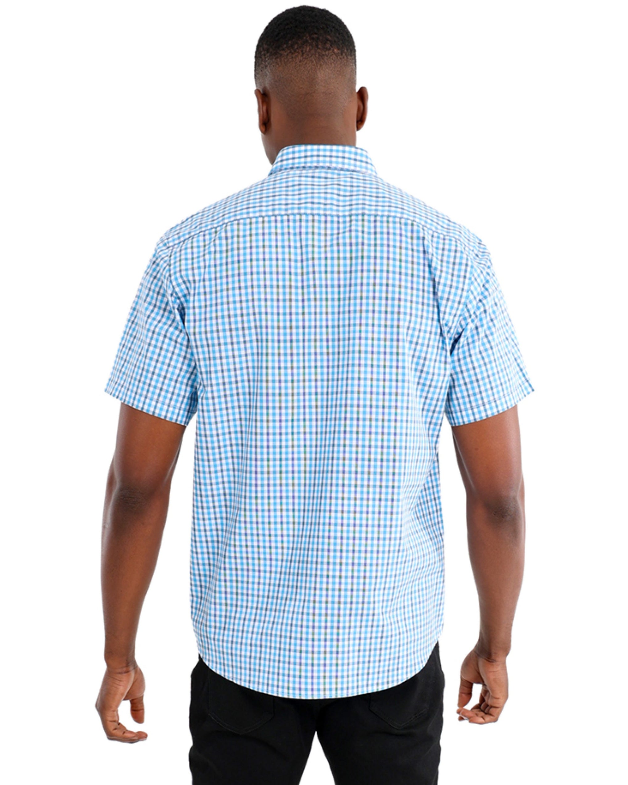 Short Sleeve Turquoise Check Shirt