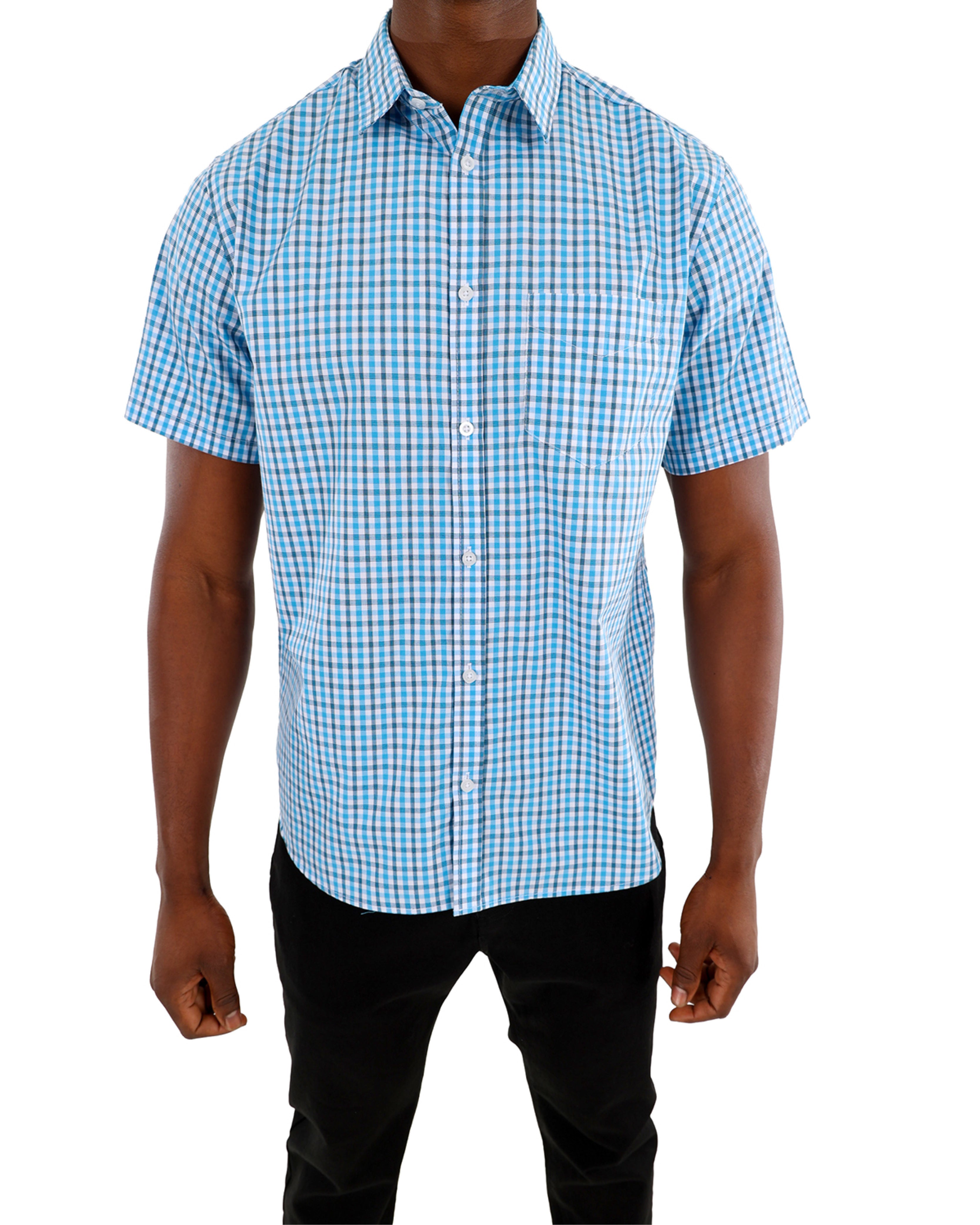 Short Sleeve Turquoise Check Shirt