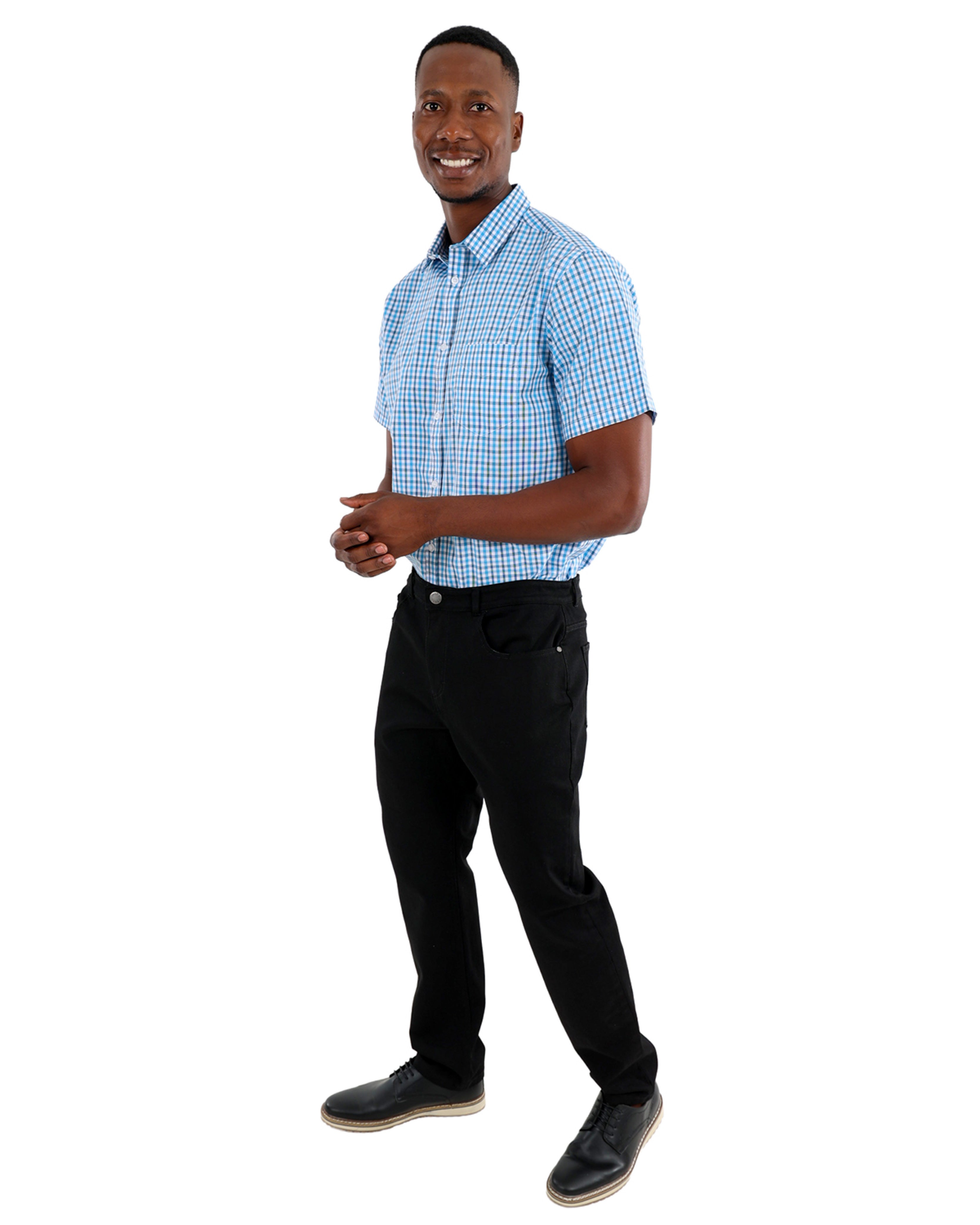 Short Sleeve Turquoise Check Shirt