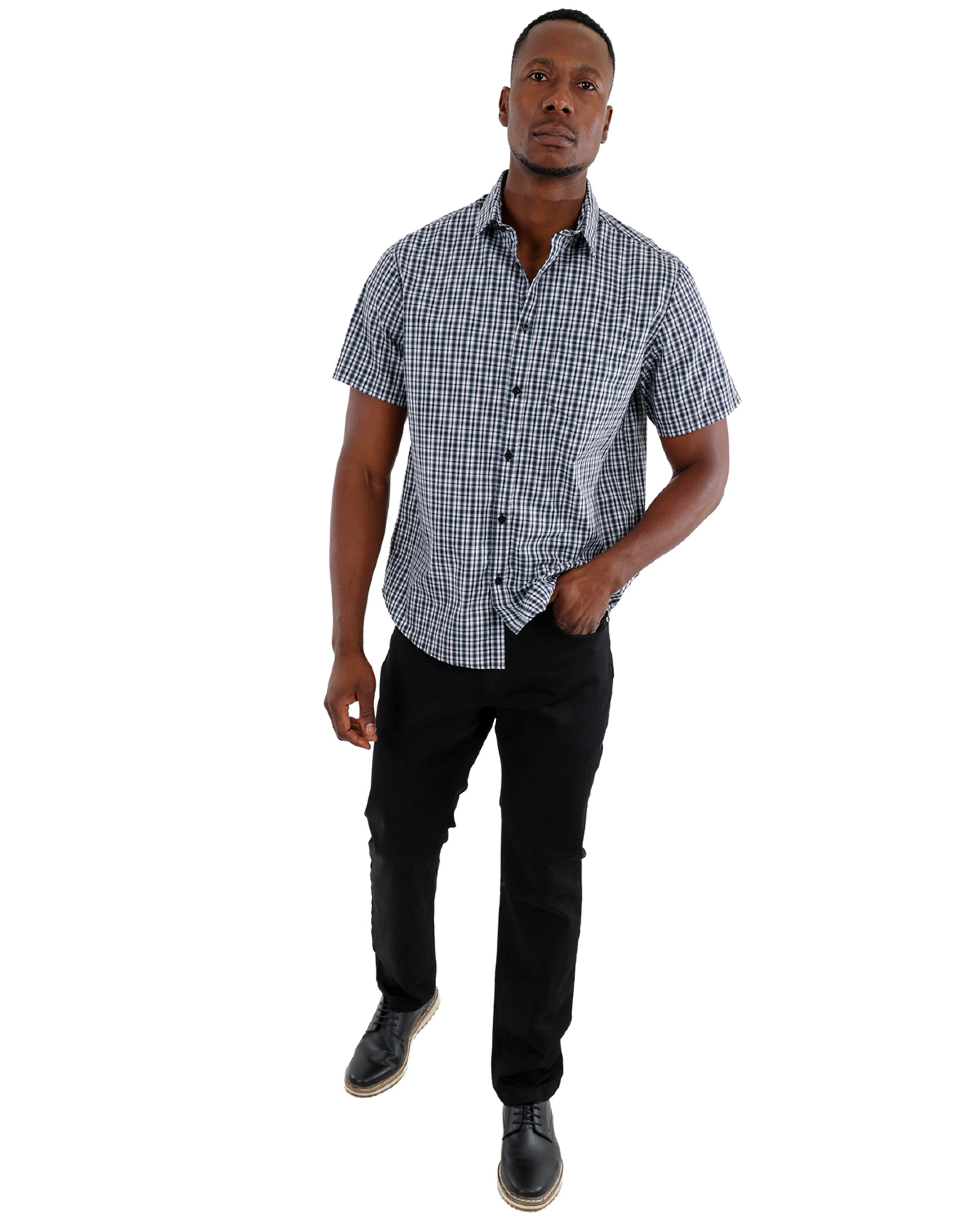 Short Sleeve Navy Check Shirt
