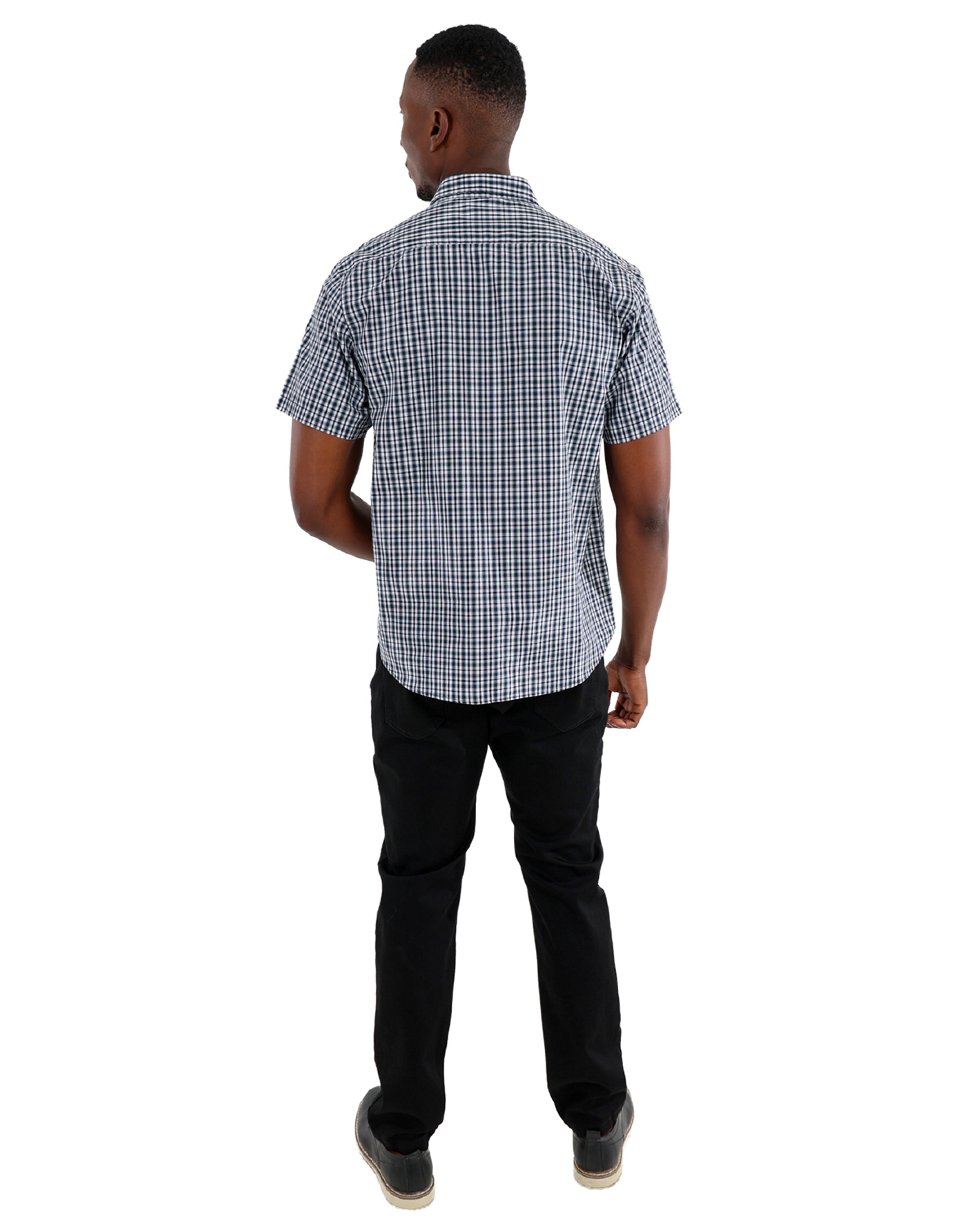 Short Sleeve Navy Check Shirt