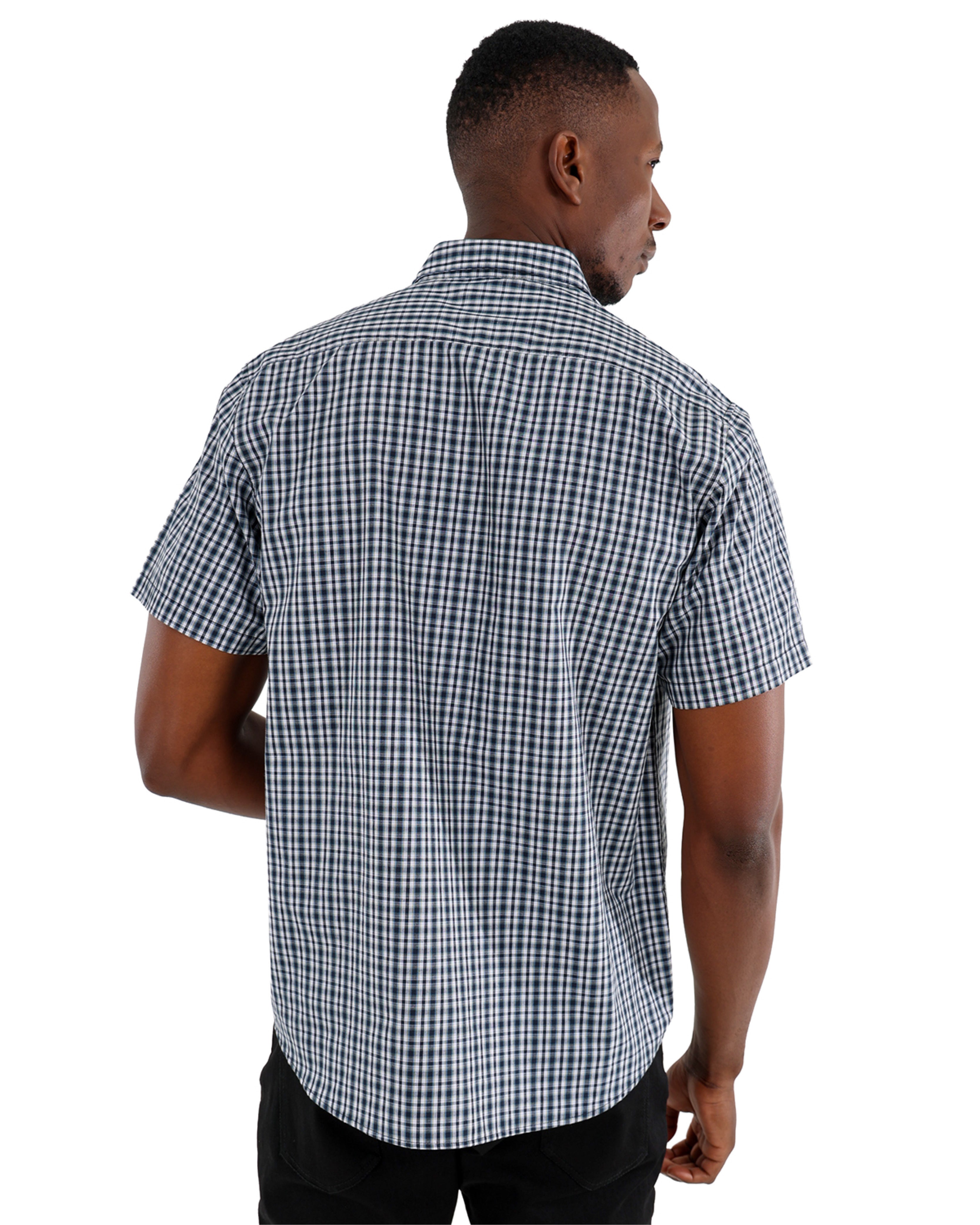 Short Sleeve Navy Check Shirt