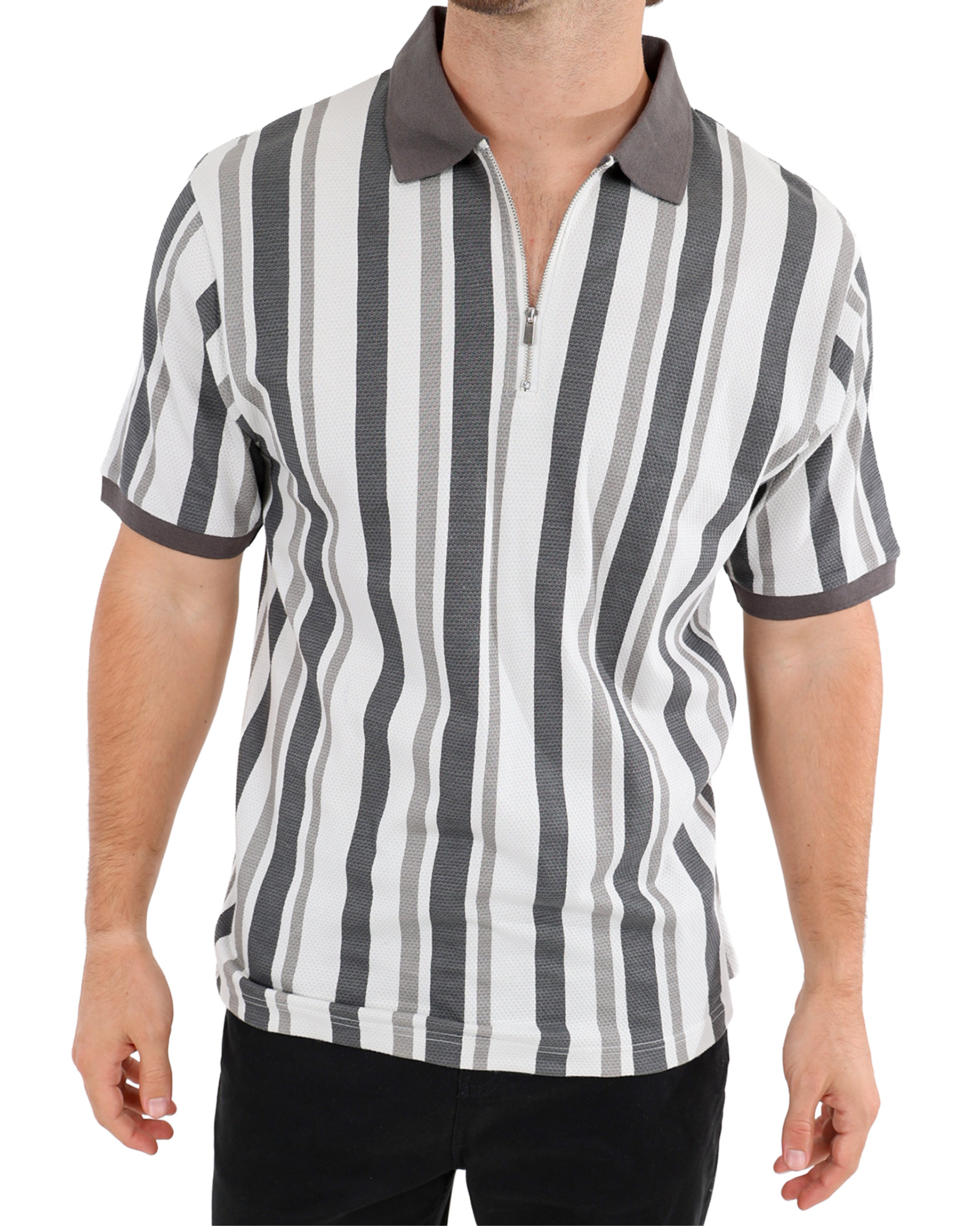 Short Sleeve Vertical Stripe Cotton Golfer