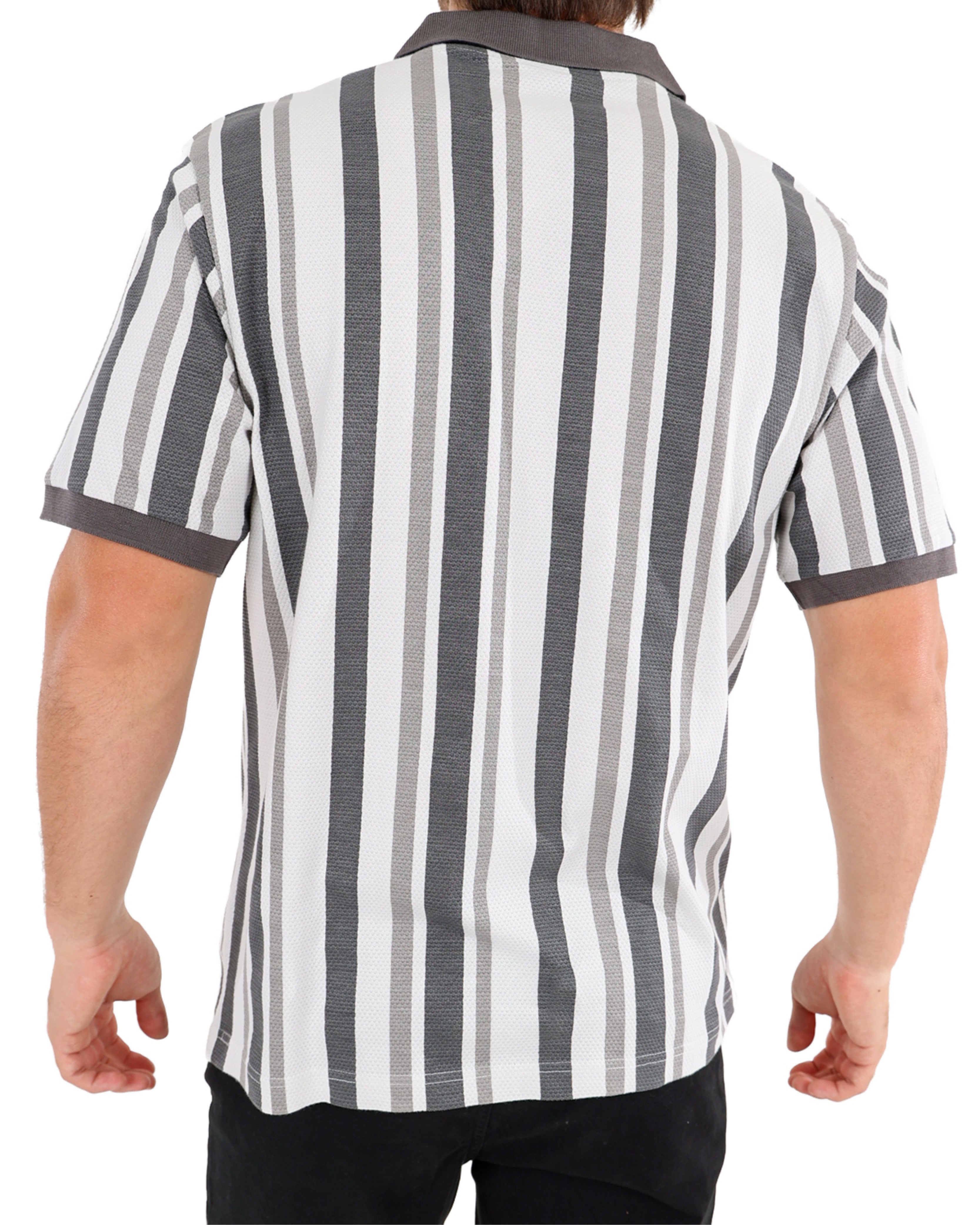 Short Sleeve Vertical Stripe Cotton Golfer