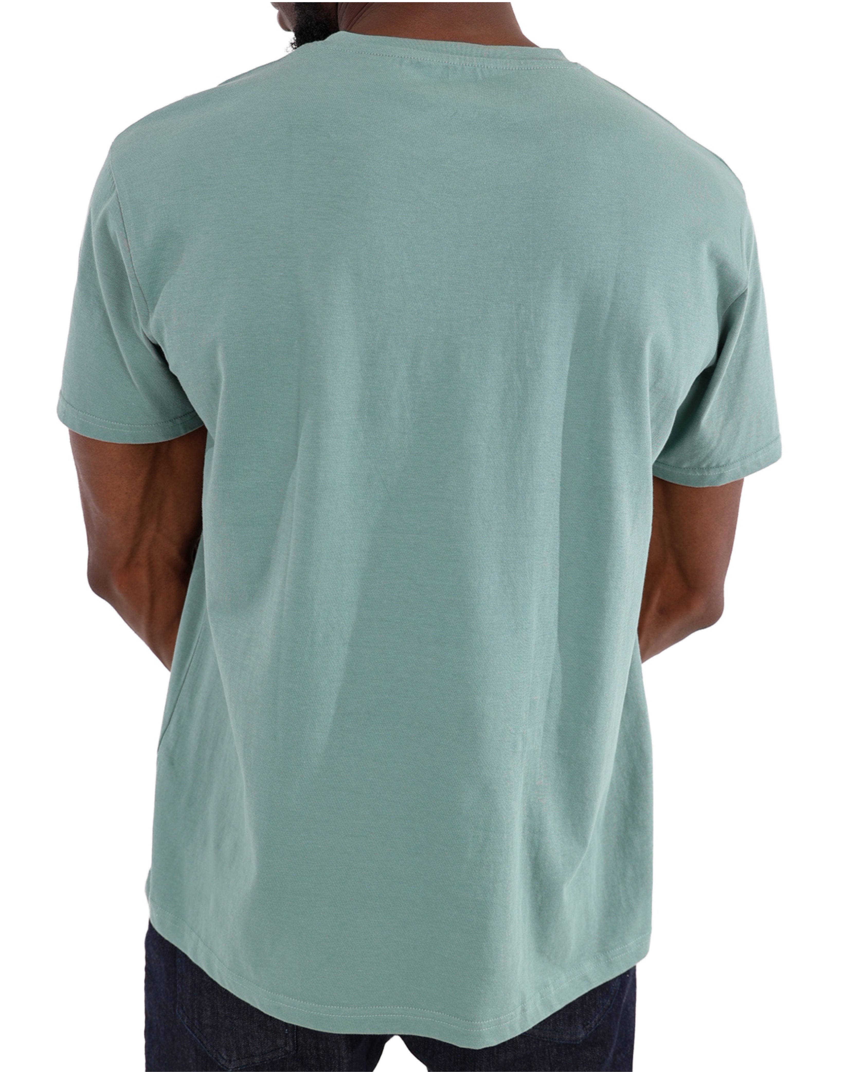Short Sleeve Textured Sage Crew Neck T-Shirt