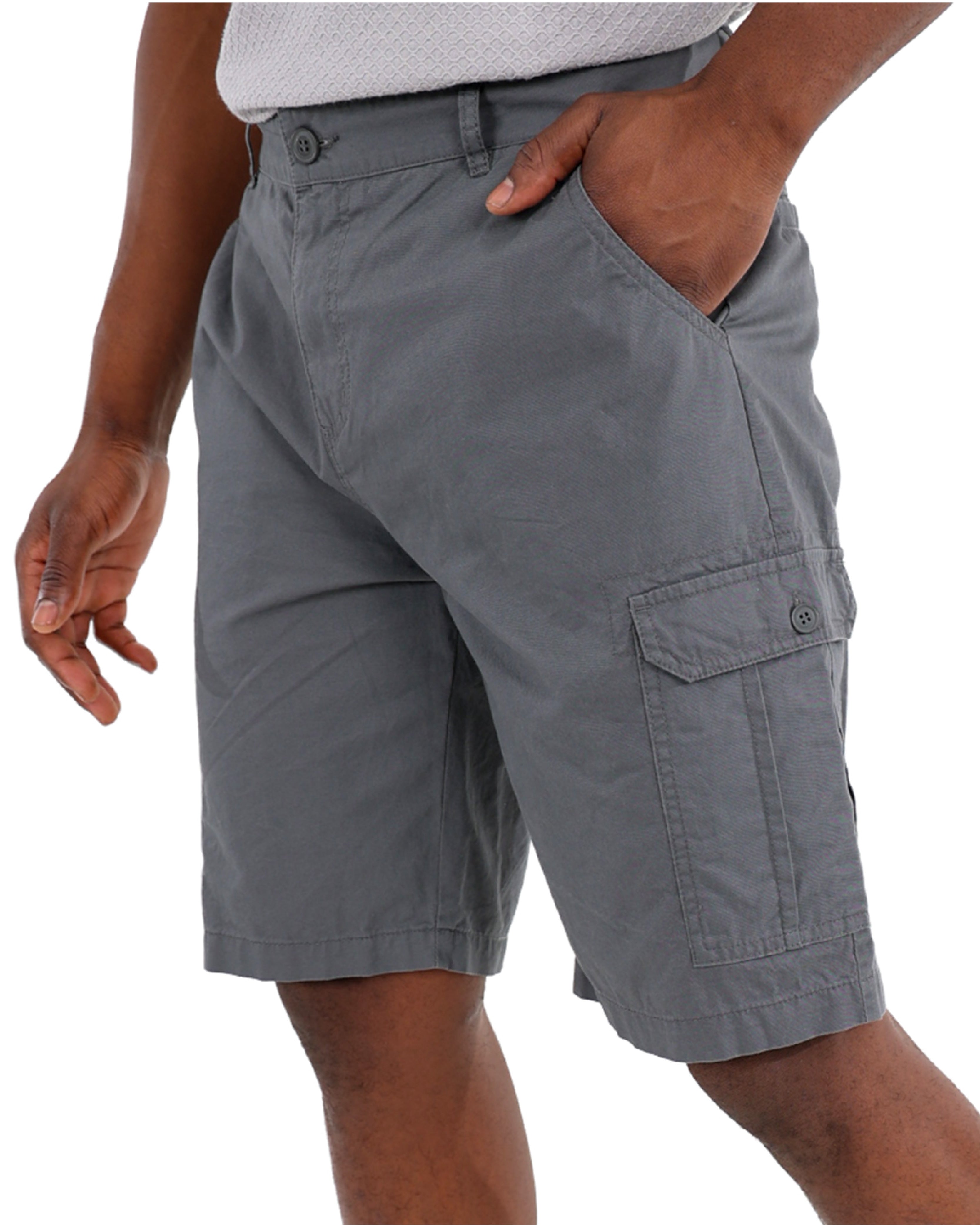 Cotton Twill Charcoal Cargo Shorts