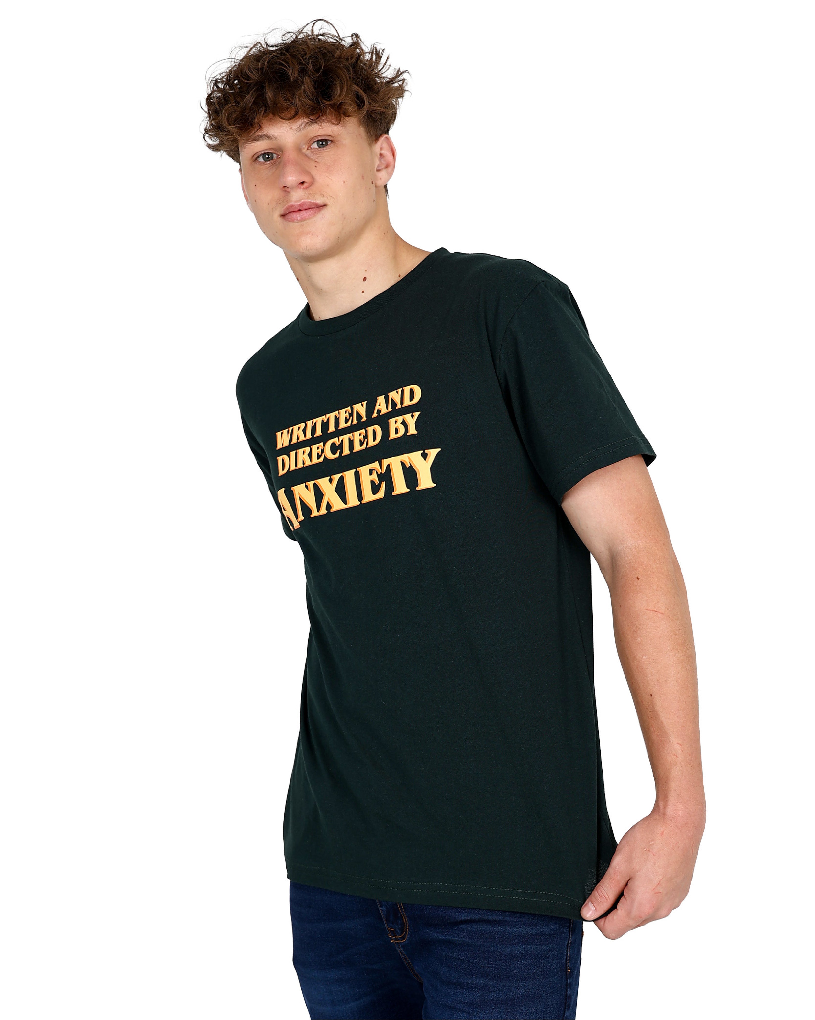 Short Sleeve Green "Anxiety" Graphic T-Shirt