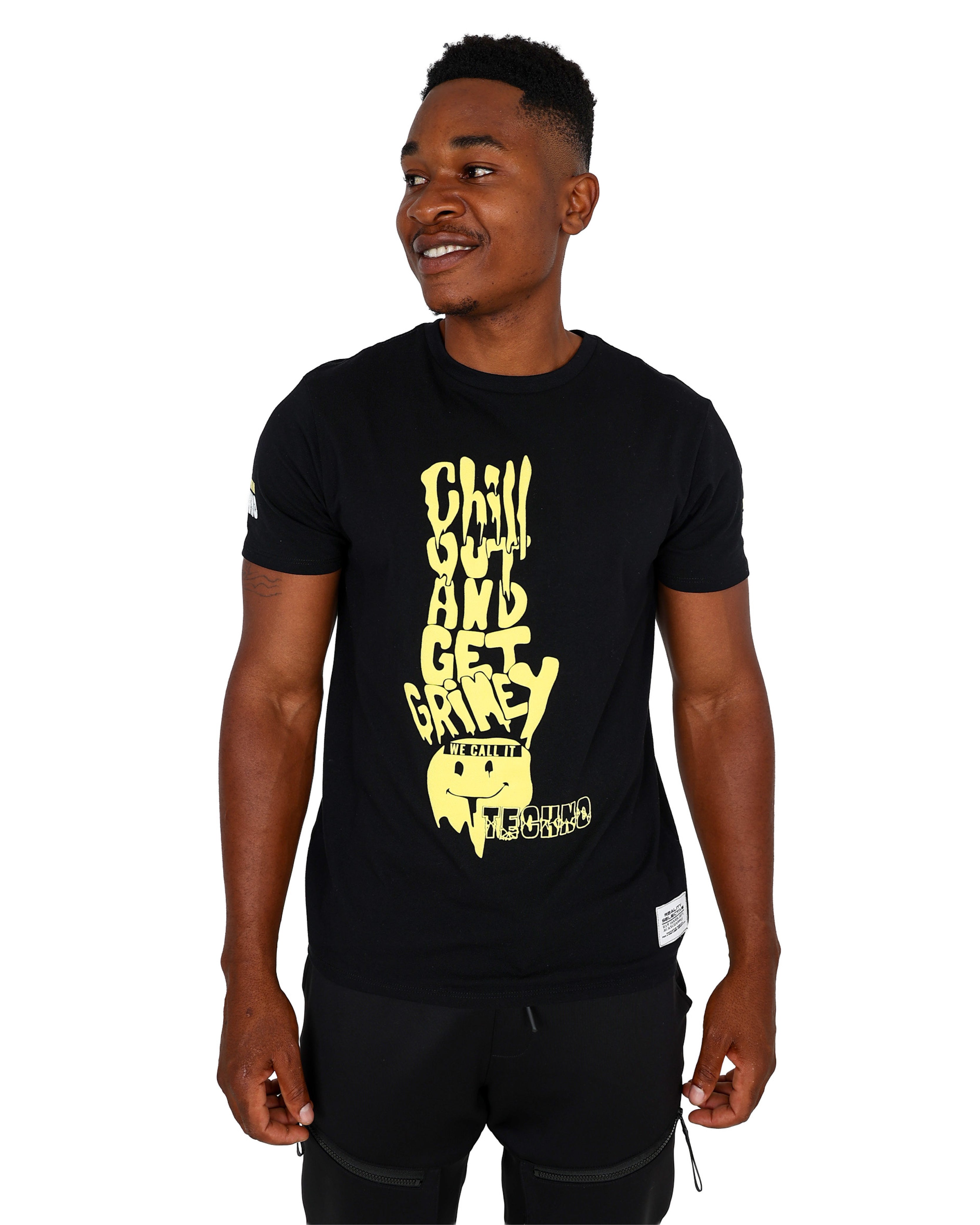 Short Sleeve Black Grimey Graphic T-Shirts